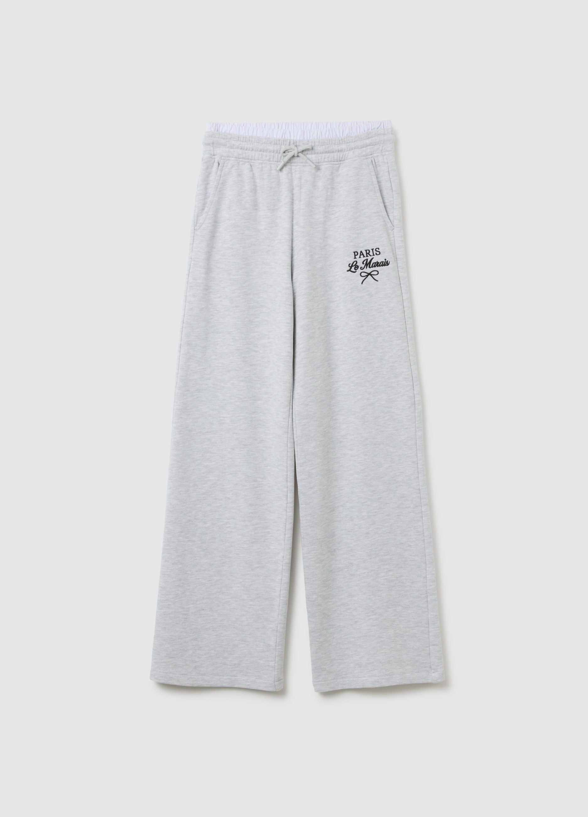 Pantalones Gris De Pierna Ancha De Mezcla De Algodón Para Niña, Niña, Gris claro, Talla: 12-13