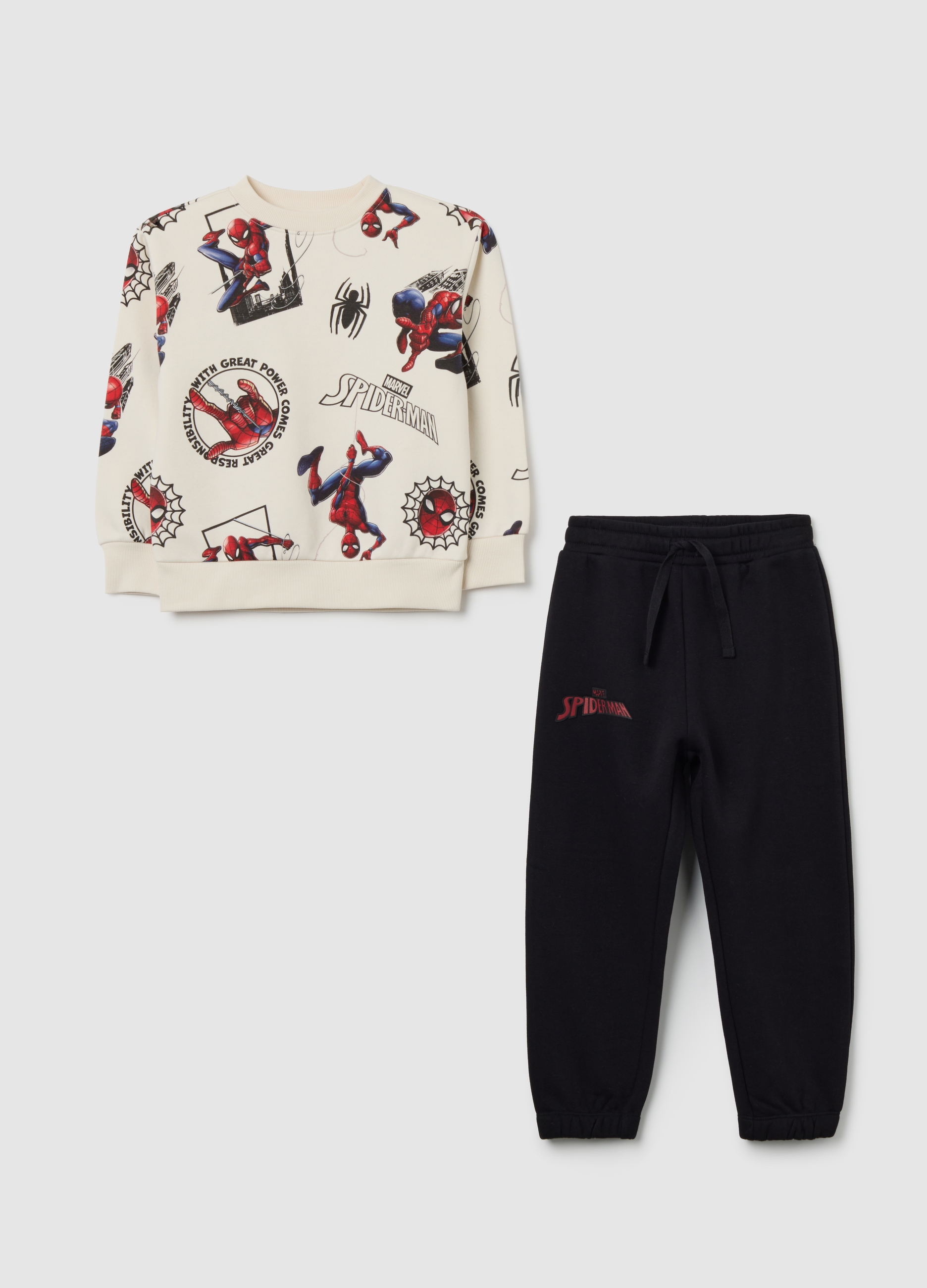 MARVEL, Completo Multicolor Con Stampa Spiderman, Bambino, Nero, Taglia: 3-4