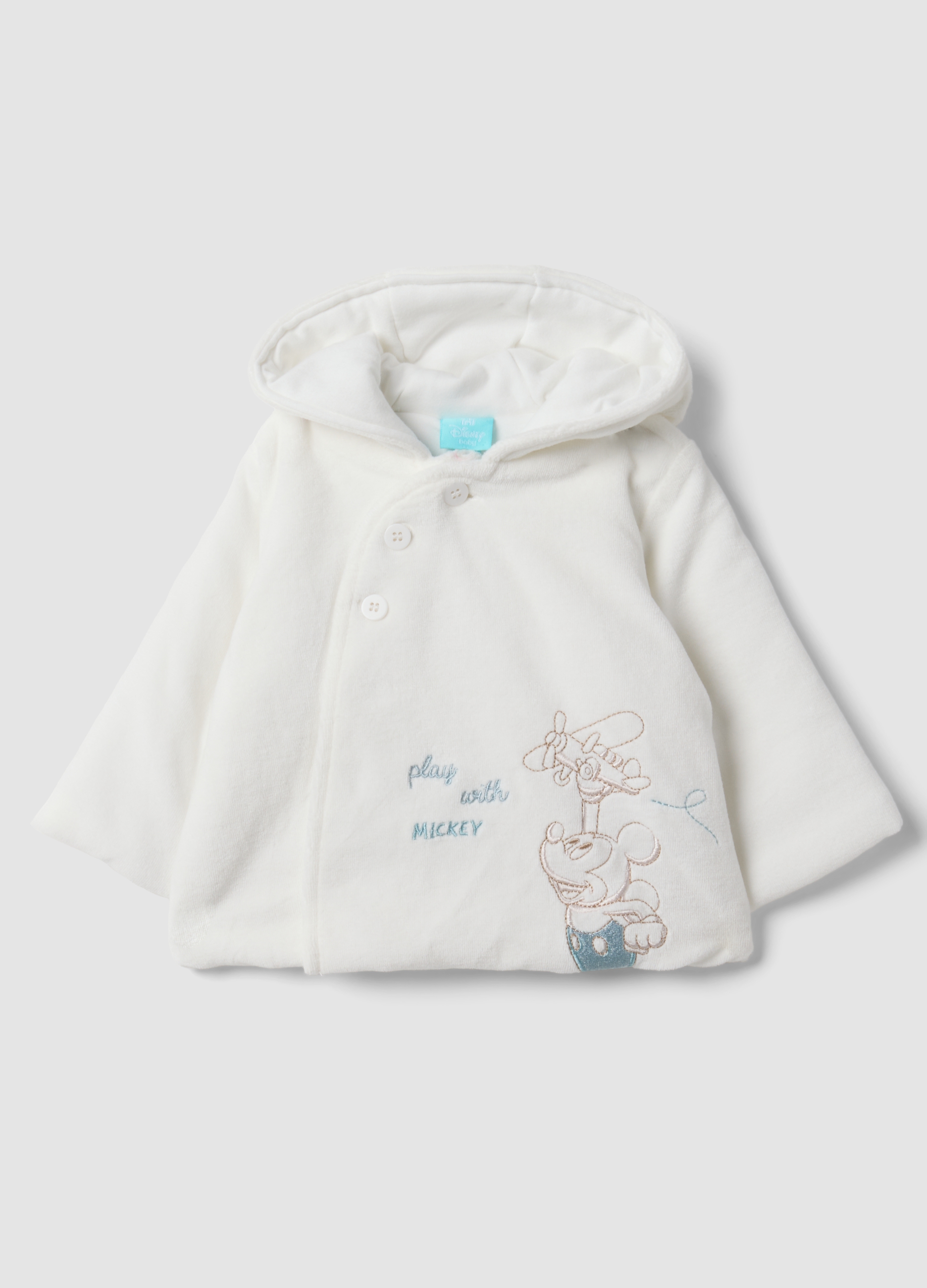 FAGOTTINO, Giacca Bianca Imbottita In Misto Cotone Organico Con Ricamo Mickey Per Neonato, Bianco, Taglia: 1-3