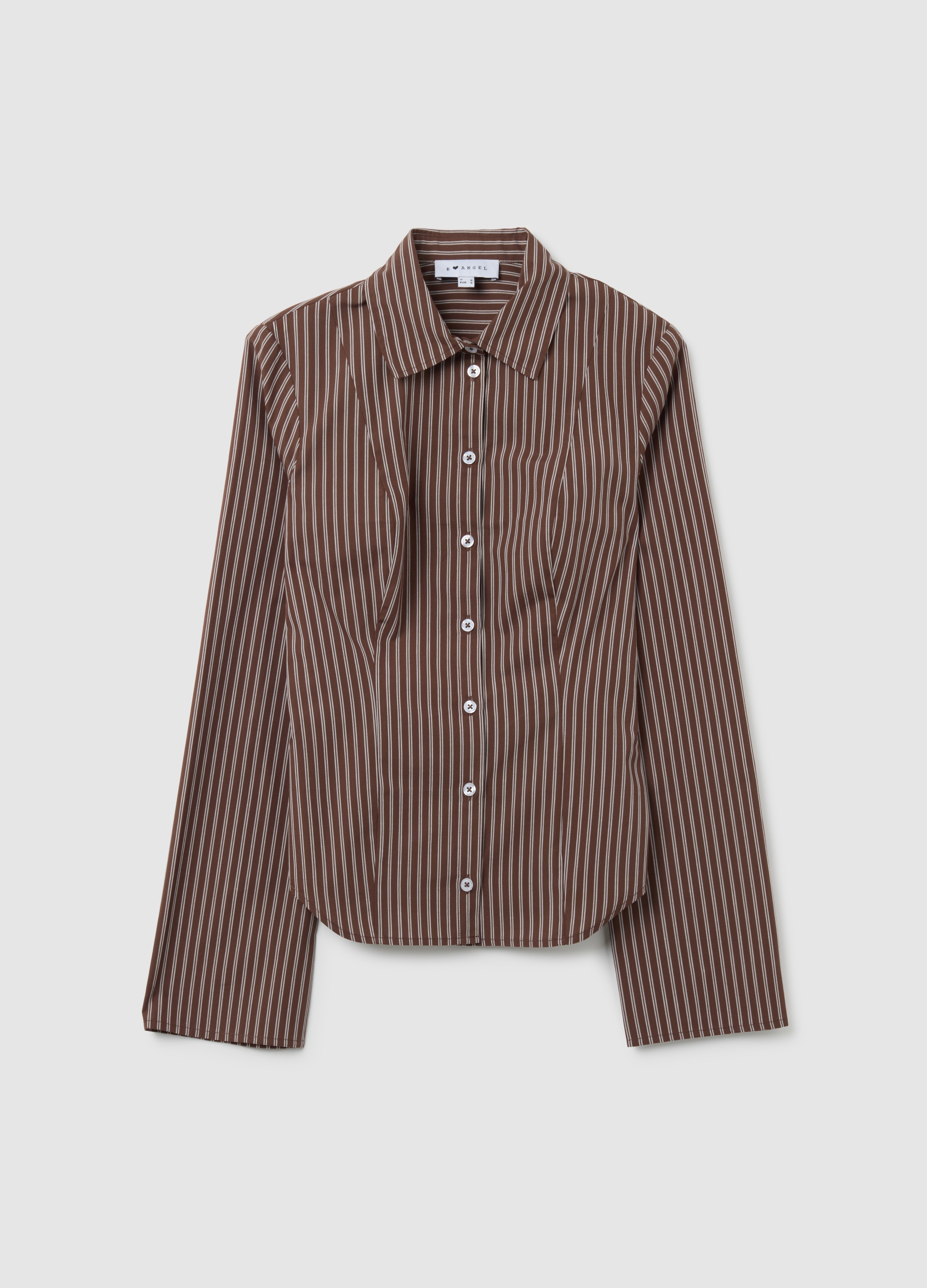 Camisa De Ajuste Slim De Algodón Puro Multicolor, Mujer, Marrón, Talla: L