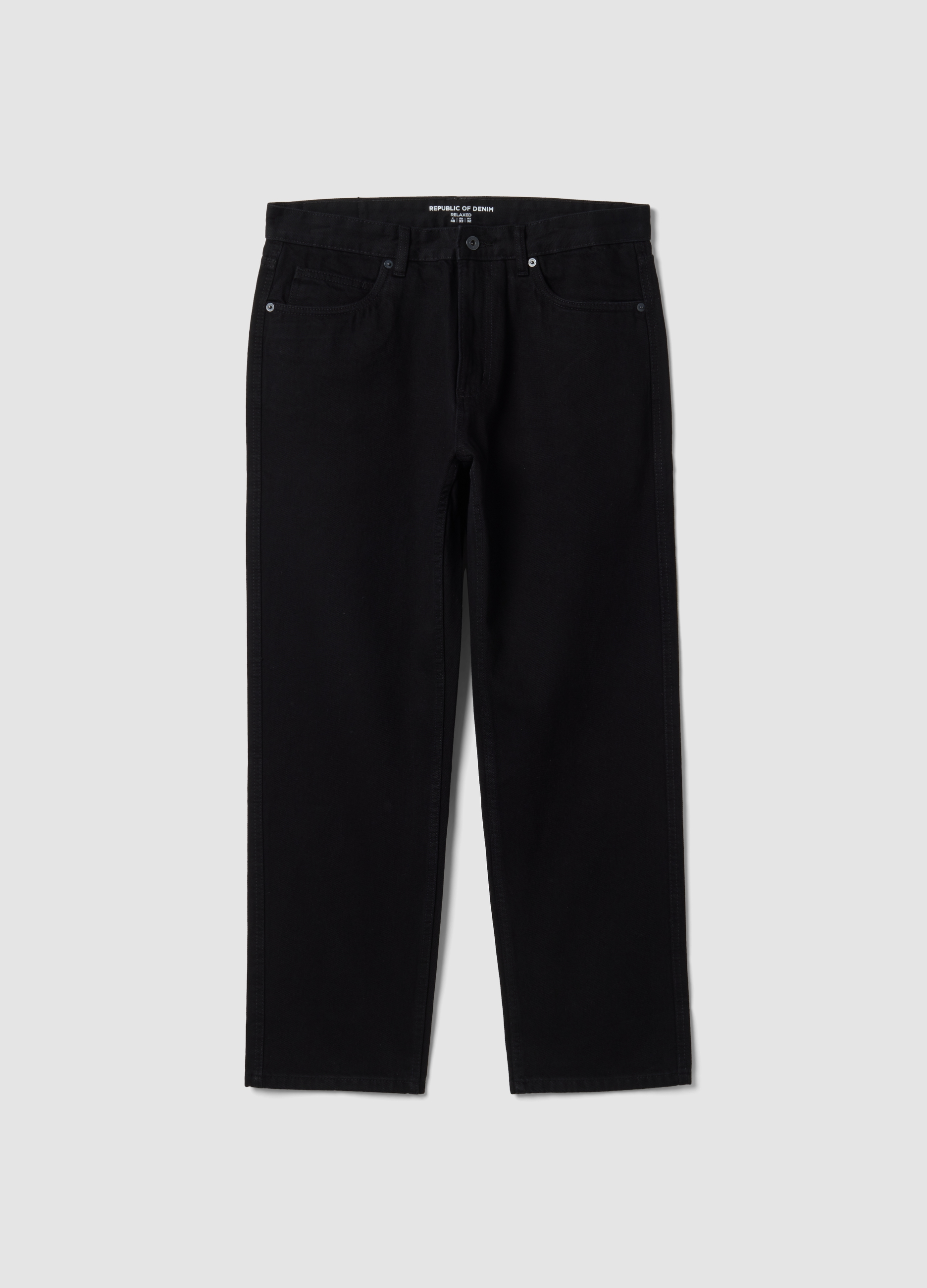 REPUBLIC OF DENIM, Jeans Denim Neri In Puro Cotone Relaxed Fit, Uomo, Nero, Taglia: 50