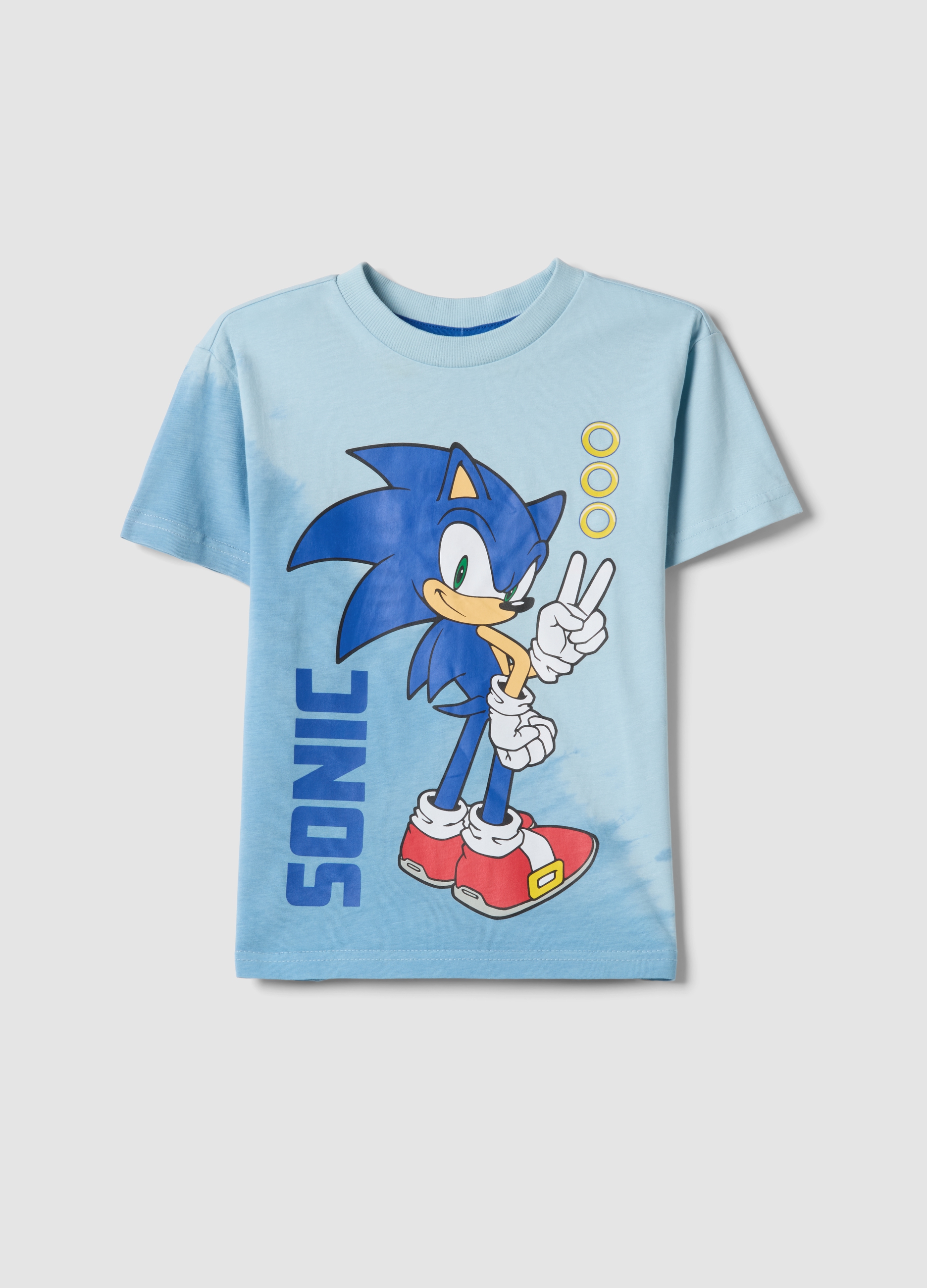 OVS KIDS, Camiseta Azul De Niño En Puro Algodón, Ajuste Regular, Con Sonic, Niño, Azul Azur, Talla: 4-5