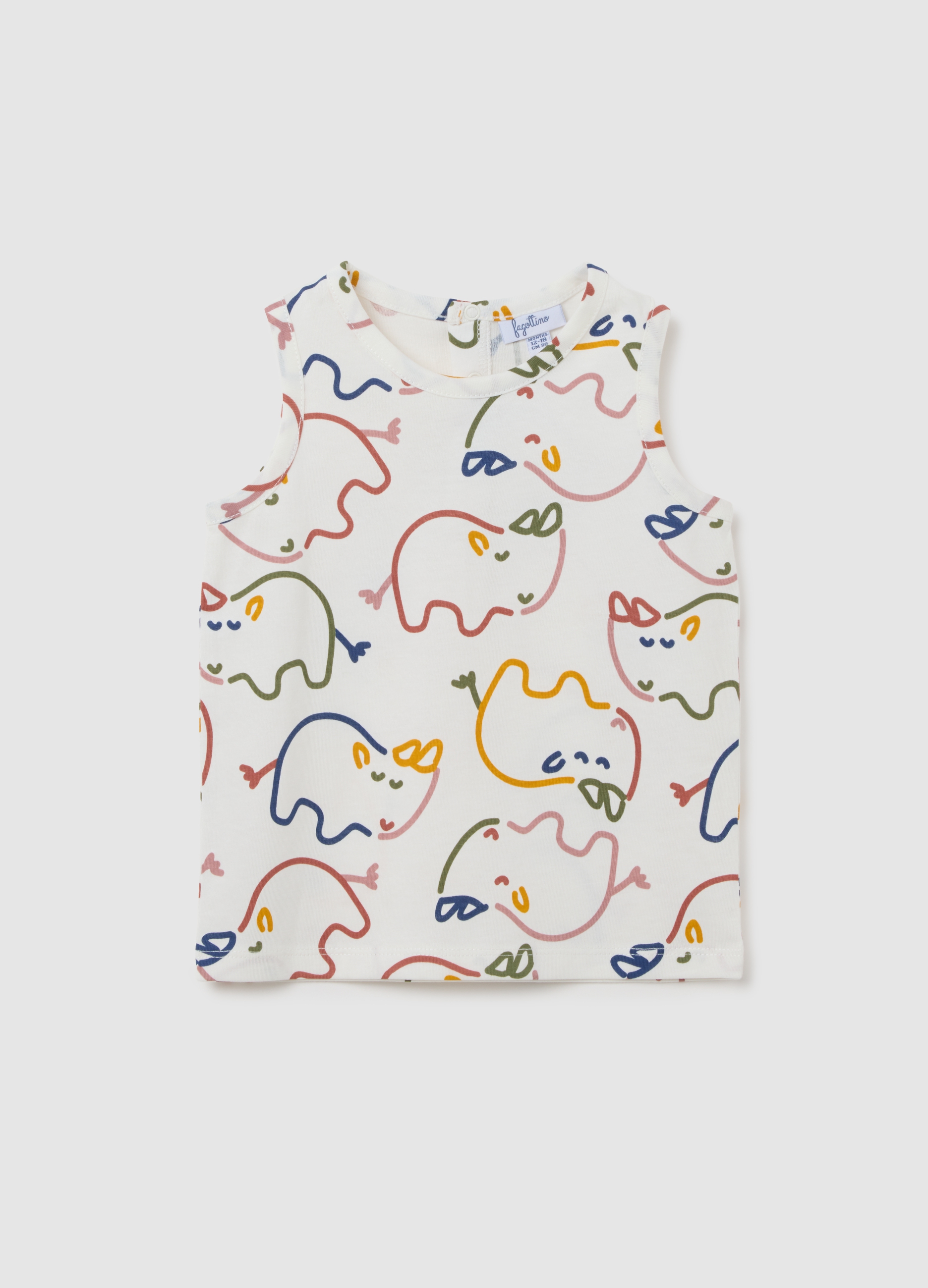 FAGOTTINO, Maglietta Senza Maniche Da Bambino In Puro Cotone Multicolor Regular Fit Con Stampa, Multicolor, Taglia: 12-18