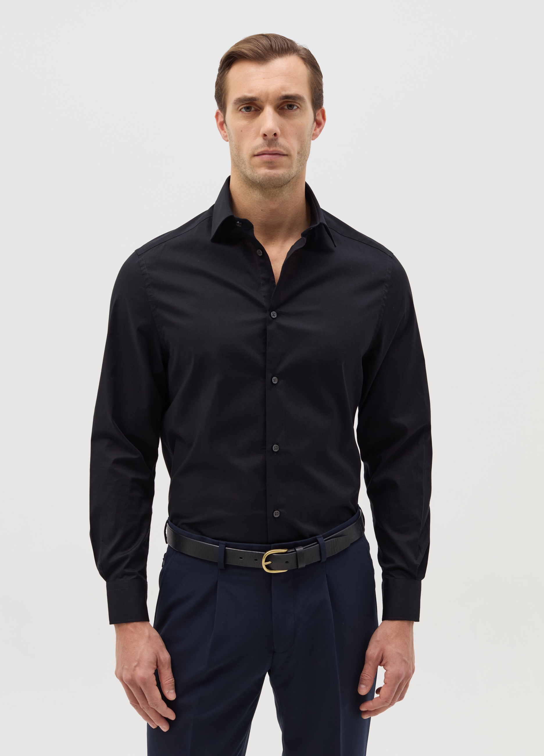 OVS, Camicia Regular Fit In Cotone Stretch, Uomo, Nero, Taglia: 41