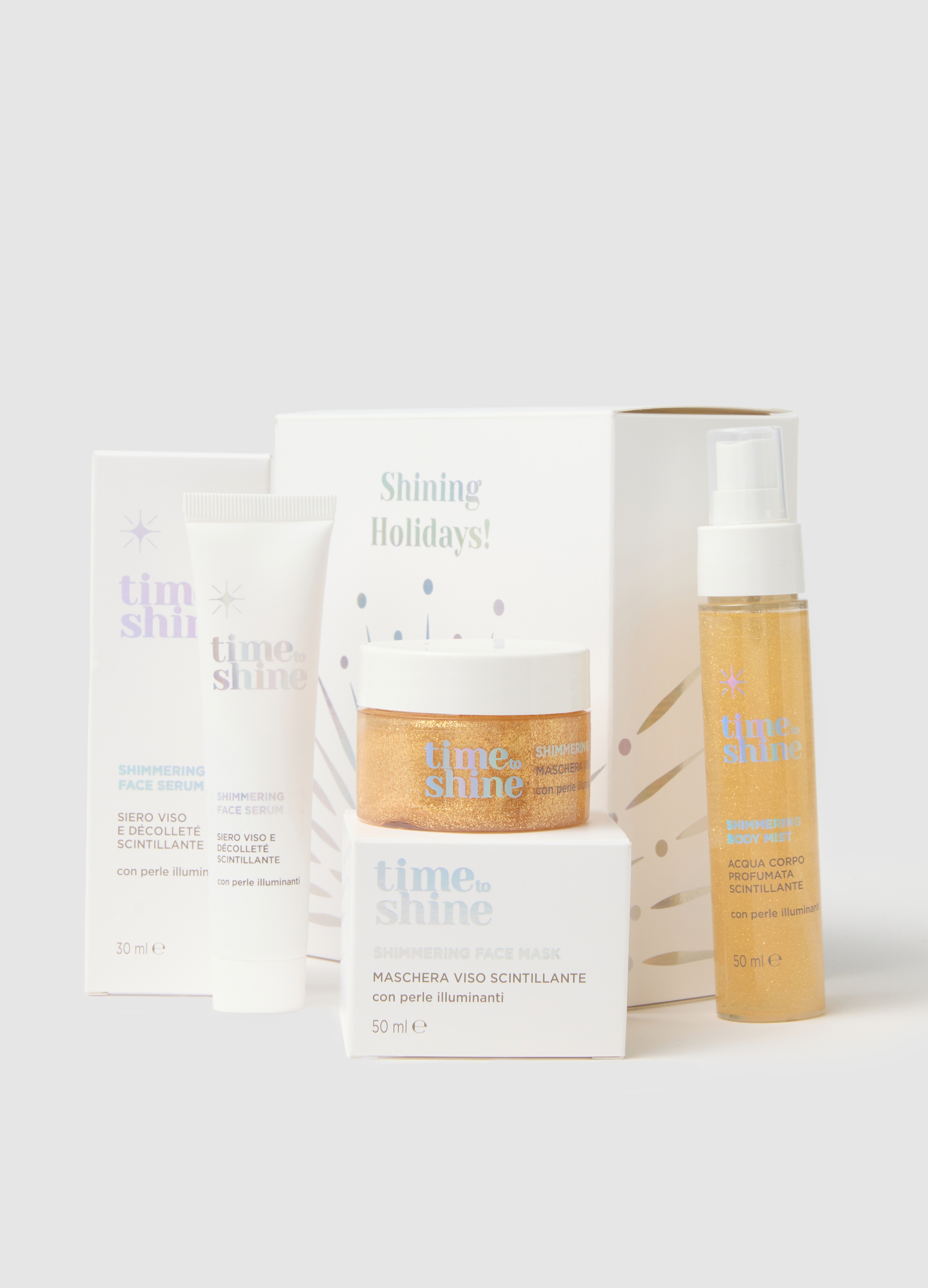 TIME TO SHINE, Time To Shine Kit Trio Gold (maschera + Siero + Body Mist), Donna, Bianco, Taglia: FASUL
