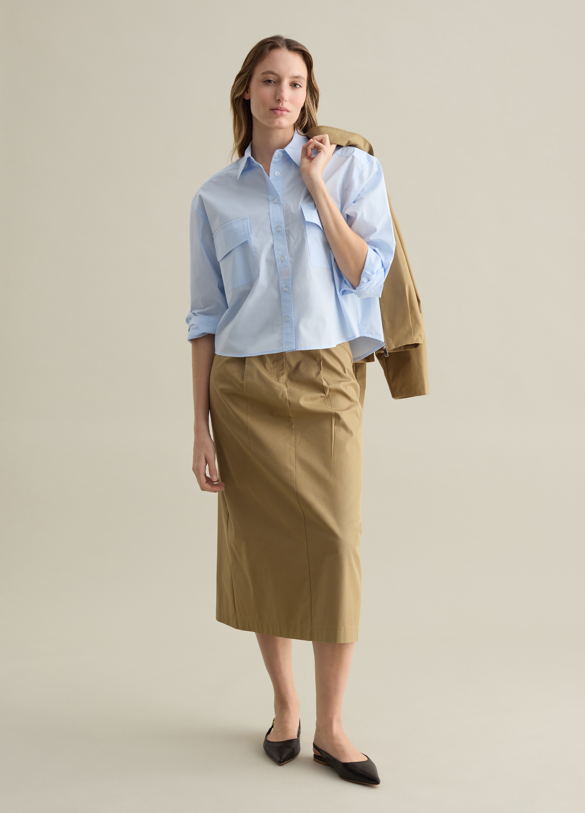 PIOMBO, Camicia In Popeline Con Tasche, Donna, Blu, Taglia: S