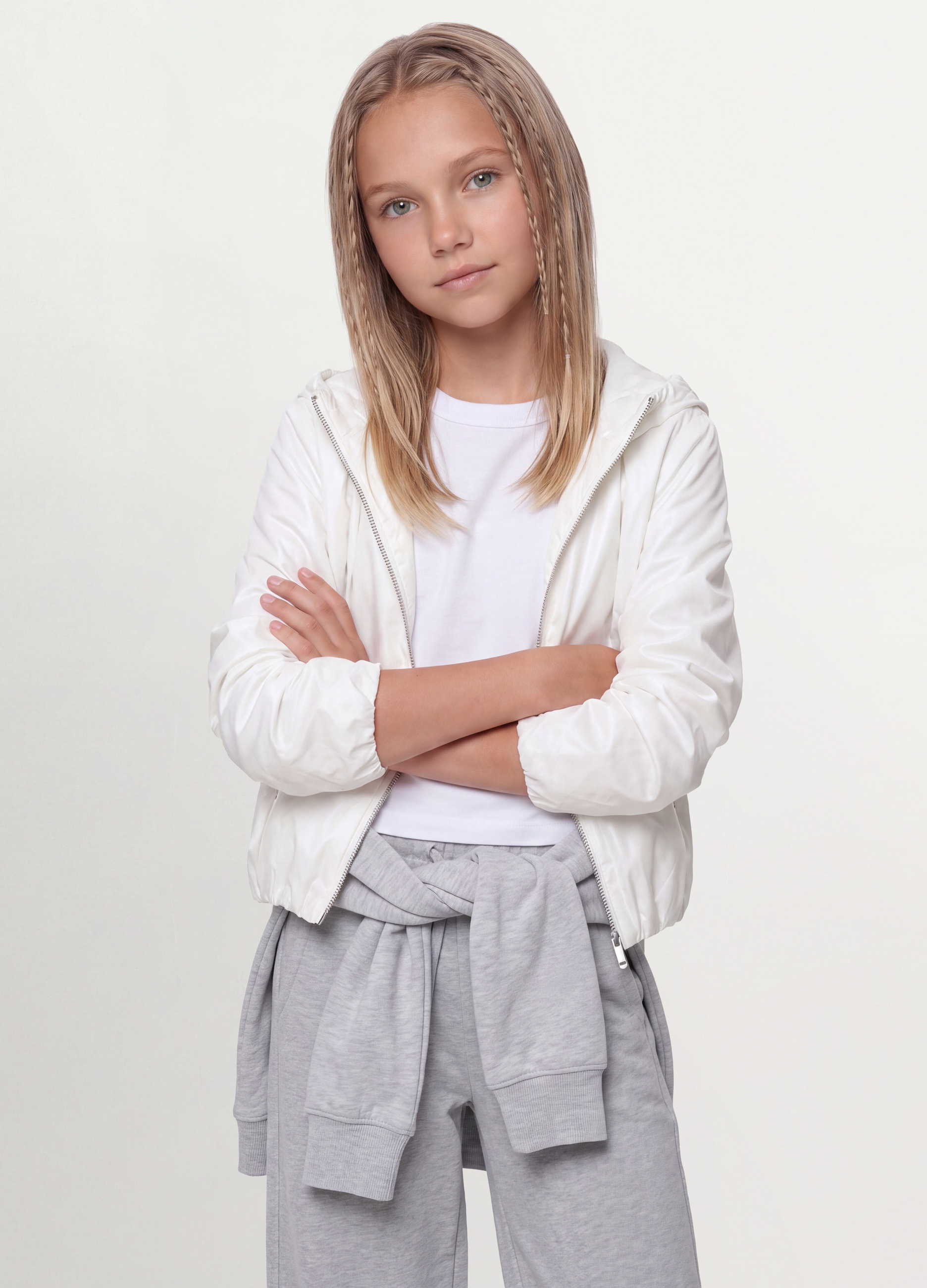 OVS KIDS, Giacca Antipioggia Bianca Con Cappuccio E Zip Per Ragazza, Bambina, Bianco, Taglia: 13-14