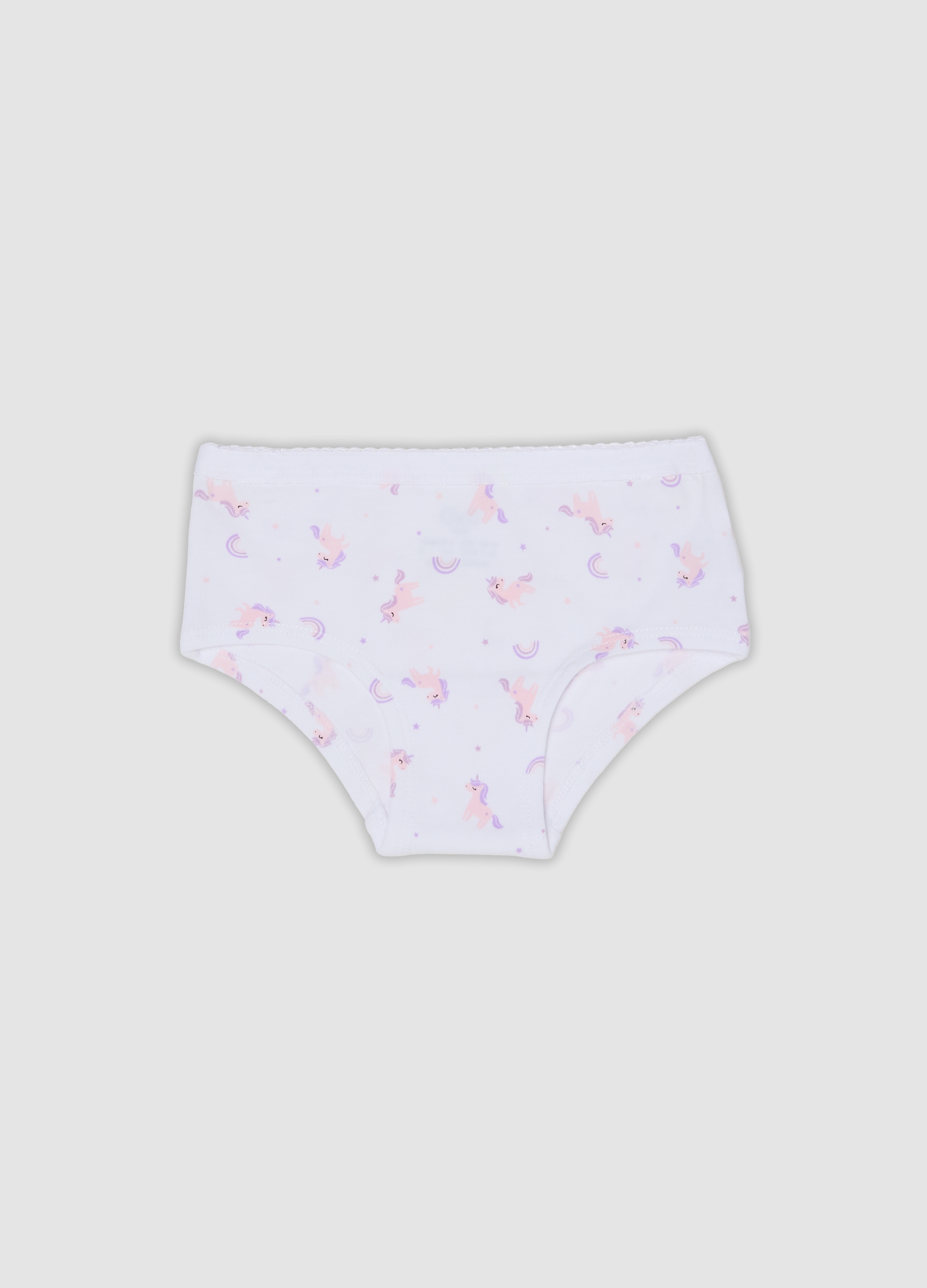 OVS KIDS, Slip Culotte Bianchi In Cotone Organico Elasticizzato Con Stampa Unicorni, Bambina, Bianco, Taglia: 9-10