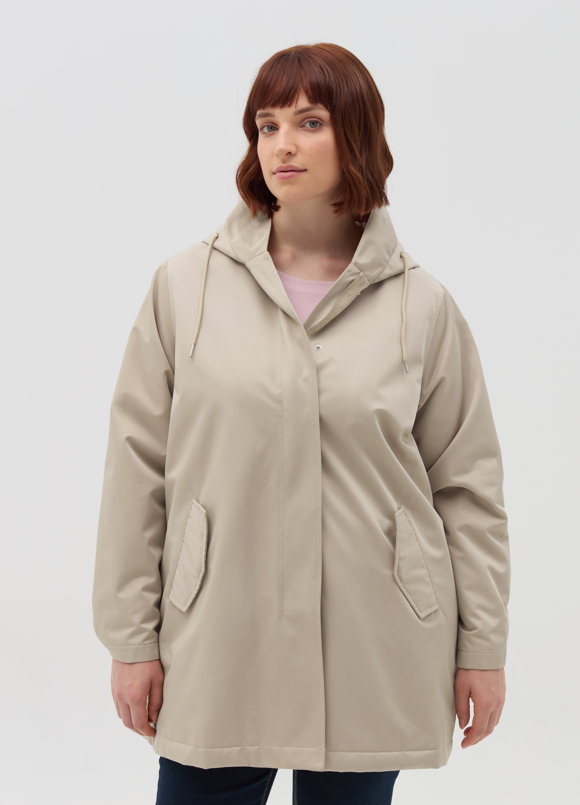 MYA, Parka Impermeabile Curvy, Donna, Bianco, Taglia: M
