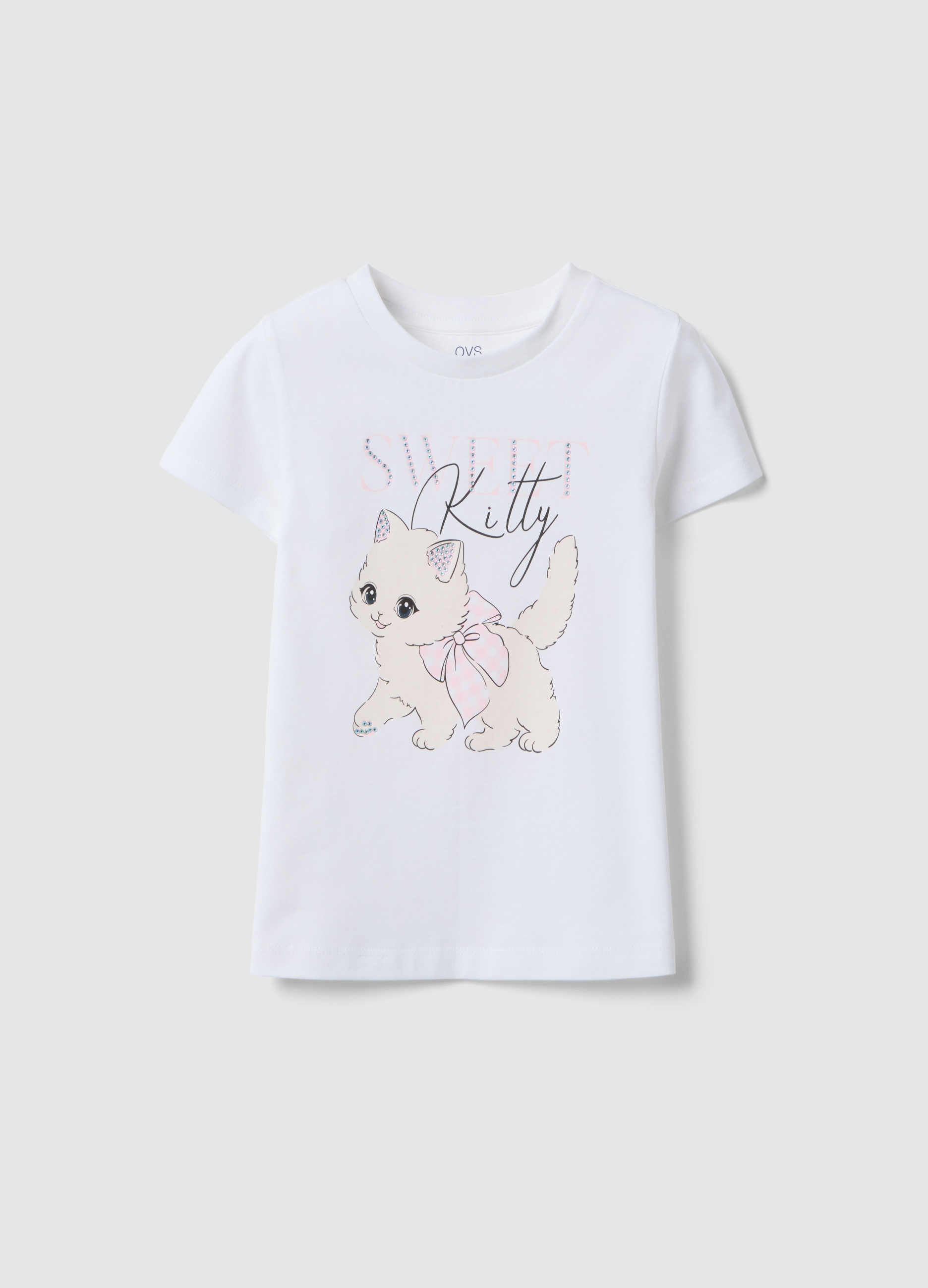 OVS KIDS, Camiseta Blanca De Algodón Puro Ajuste Regular Con Estampado Para Niña, Niña, Blanco óptico, Talla: 4-5