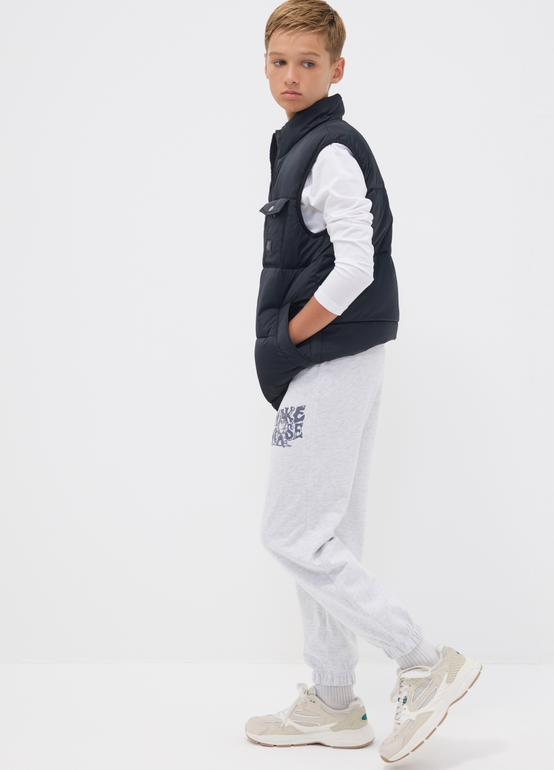 OVS KIDS, Pantaloni Jogger Grigi In Puro Cotone, Bambino, Grigio, Taglia: 14-15