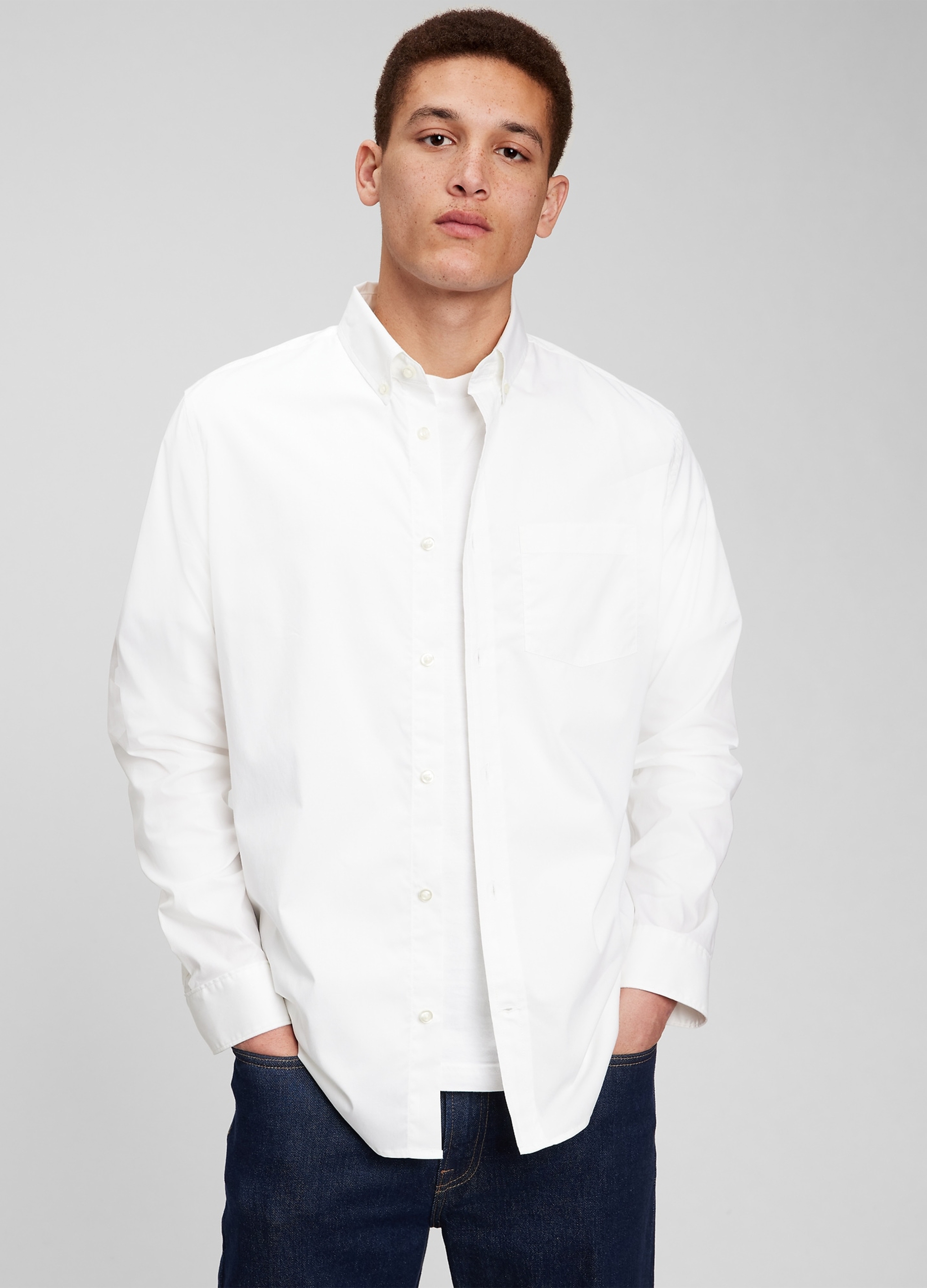 GAP, Camicia Regular Fit In Tessuto Coolmax®, Uomo, Bianco, Taglia: XS