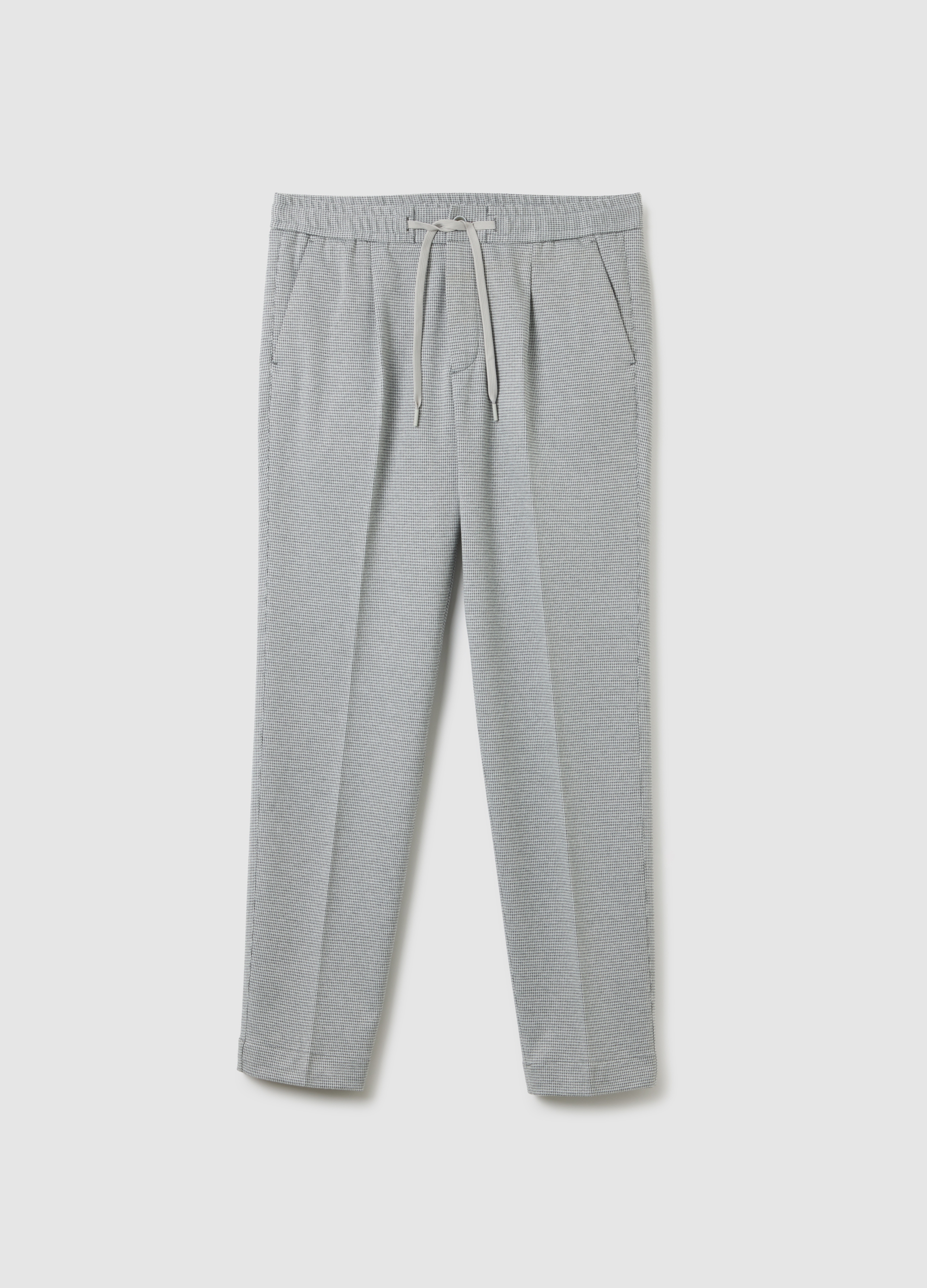 Pantaloni Grigi Slim Fit Pied De Poule, Hombre, Blanco, Talla: 56