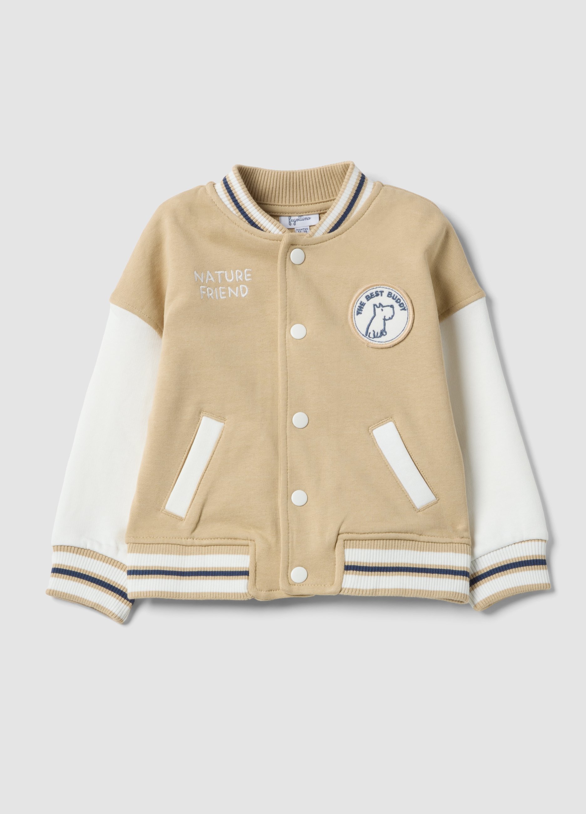 FAGOTTINO, Sudadera Multicolor De Algodón Puro Para Niños De Ajuste Holgado, Niño, Blanco/beige, Talla: 9-12
