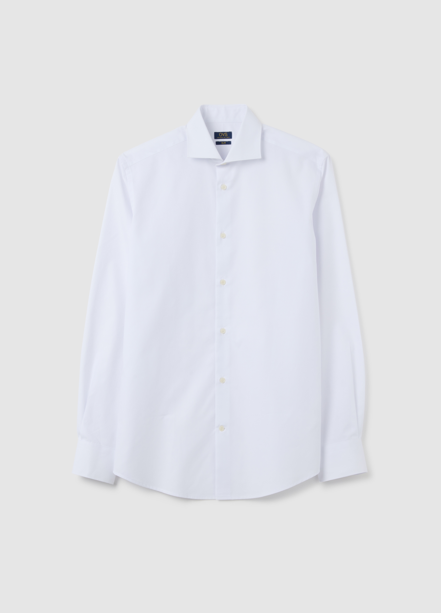 Camisa De Hombre Ajustada De Algodón Blanco Puro, Hombre, Blanco óptico, Talla: 40
