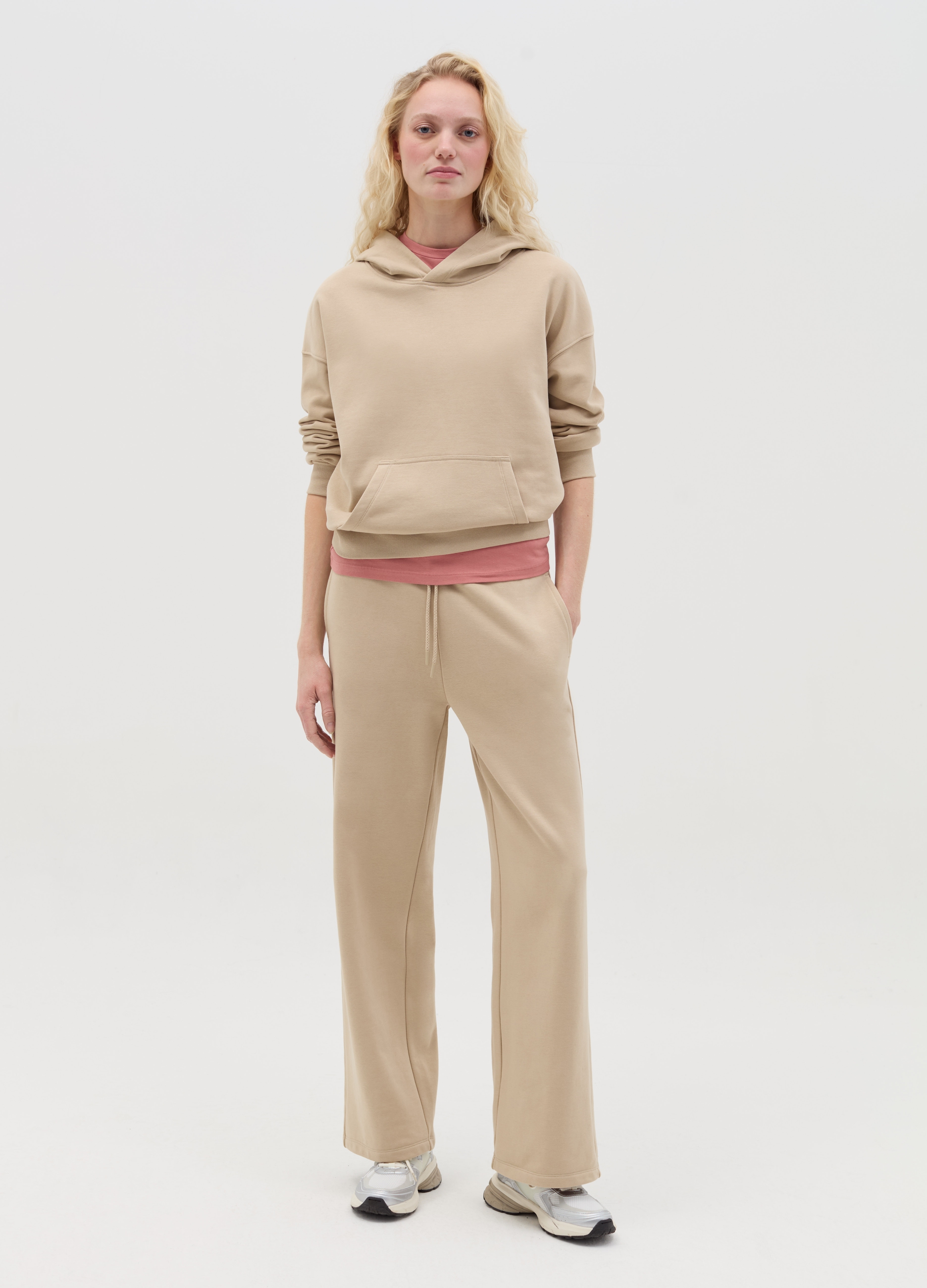 Sudadera De Tejido Rizado Con Capucha, Mujer, Crudo, Talla: 40