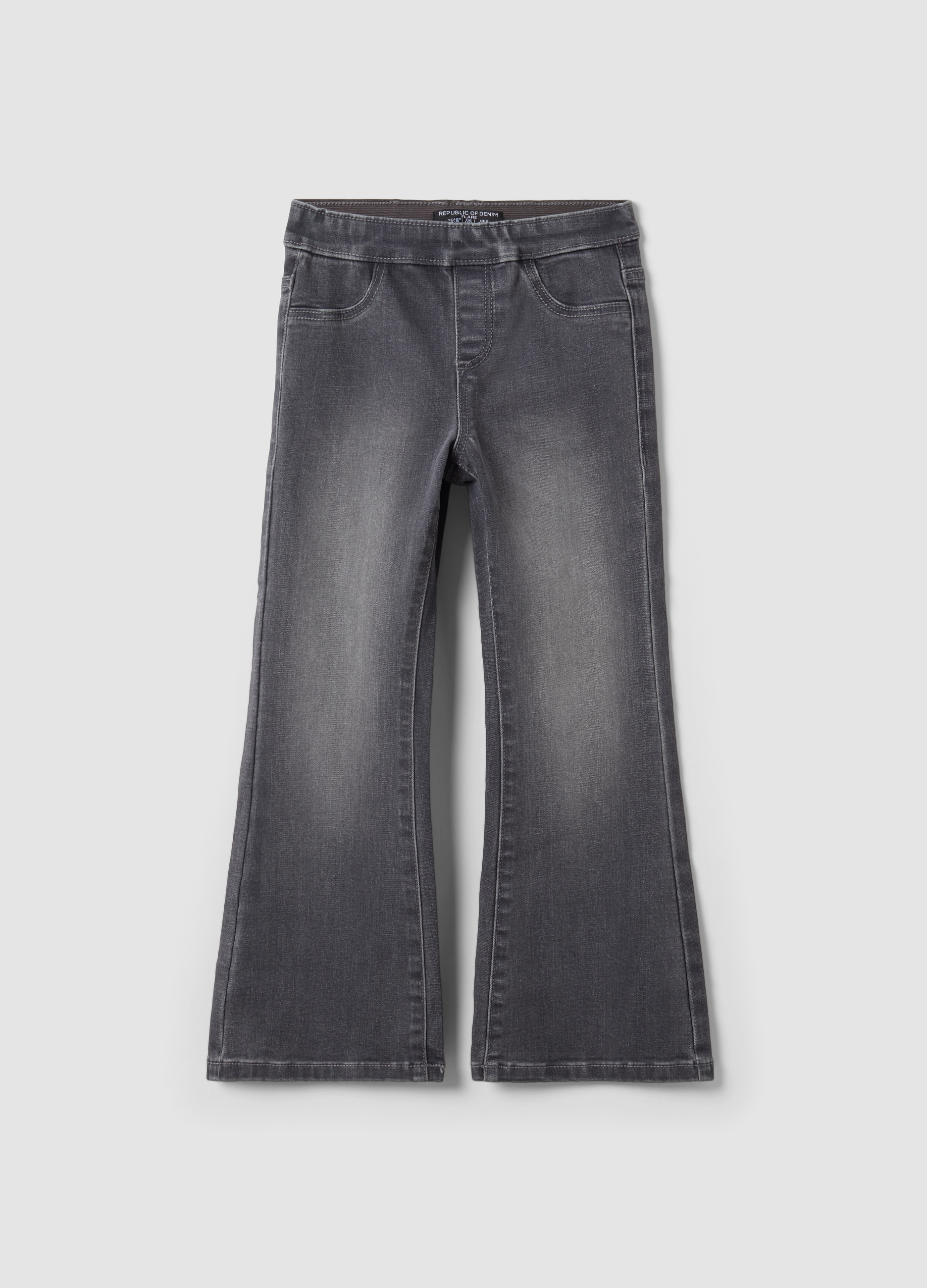 REPUBLIC OF DENIM, Jeggings Grigi Flare In Cotone E Viscosa Elasticizzata Per Bambina, Grigio, Taglia: 5-6