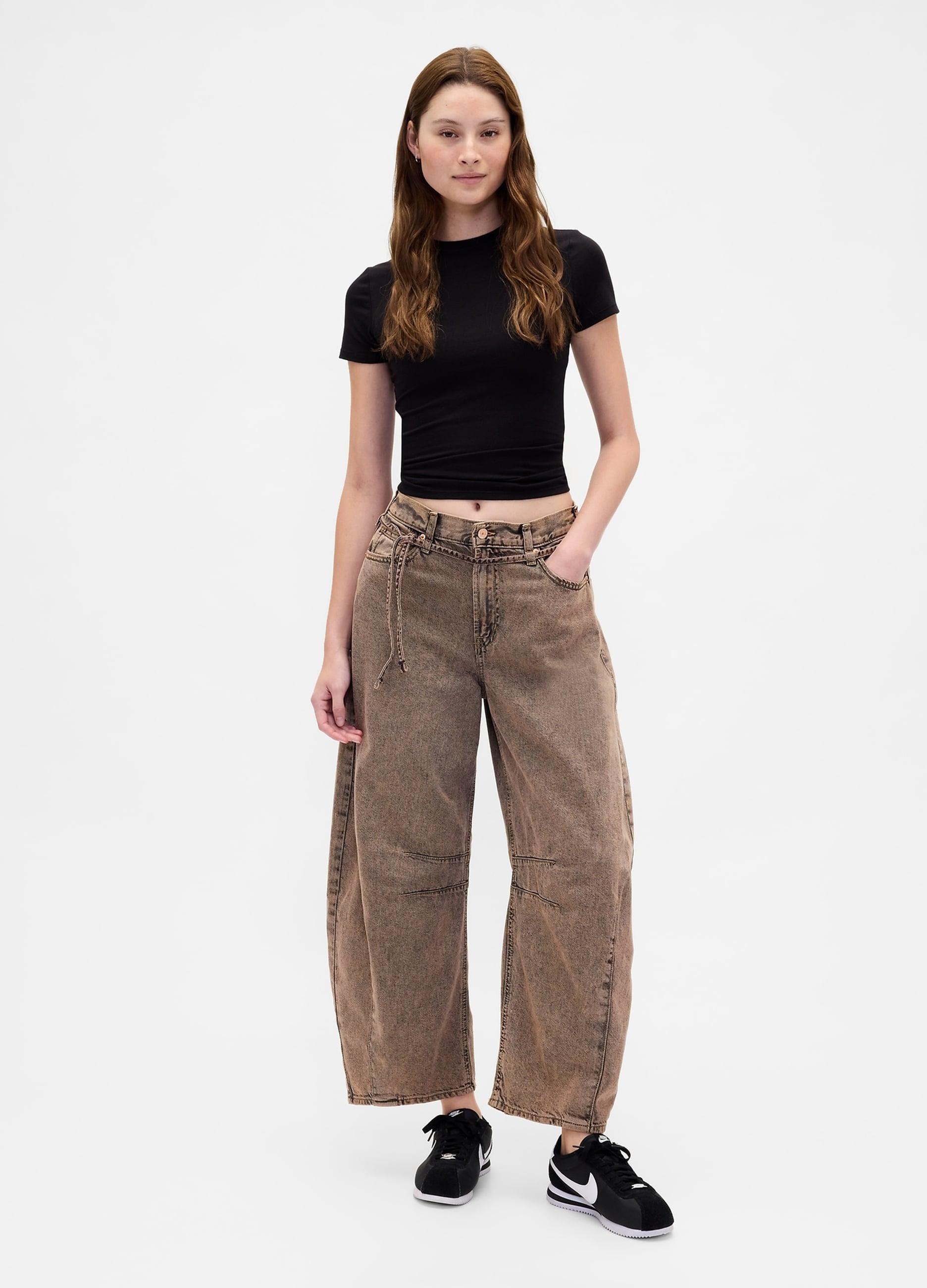 GAP, Jeans Wide Leg In Denim, Donna, Marrone, Taglia: 38 REGULAR
