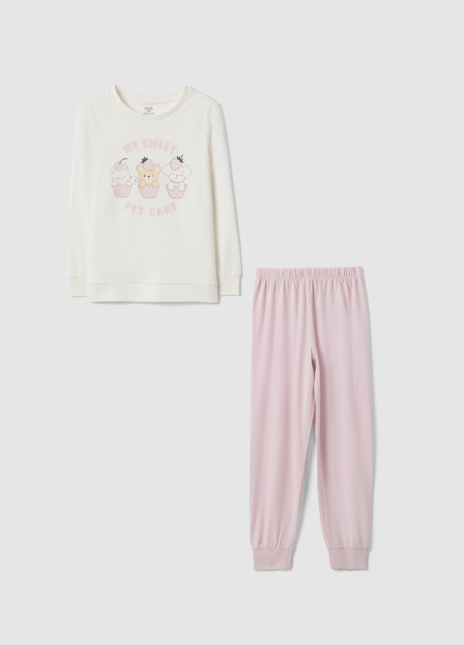 OVS KIDS, Pigiama In Puro Cotone Multicolor Regular Fit Per Bambina, Niña, Blanco/rosa, Talla: 8-9