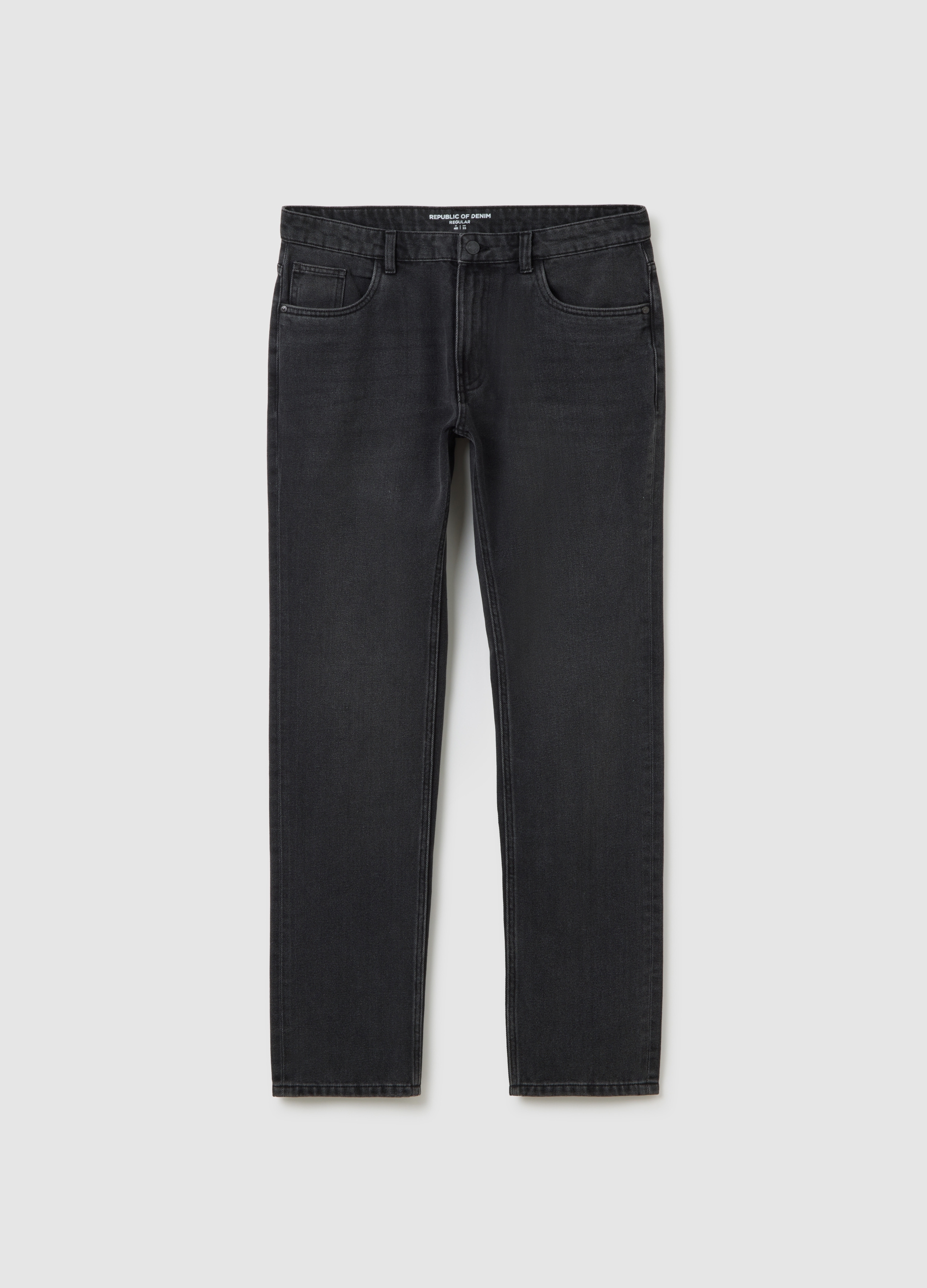 Vaqueros De Denim Negro Corte Regular, Hombre, Gunmetal, Talla: 52