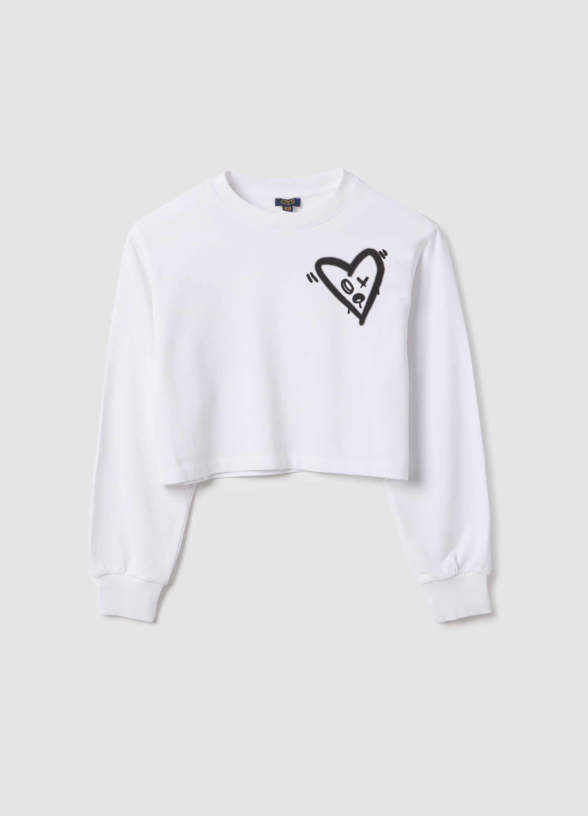 OVS KIDS, Sudadera Blanca De Algodón Puro Para Niña Con Ajuste Regular Y Corazón, Niña, Blanco óptico, Talla: 13-14