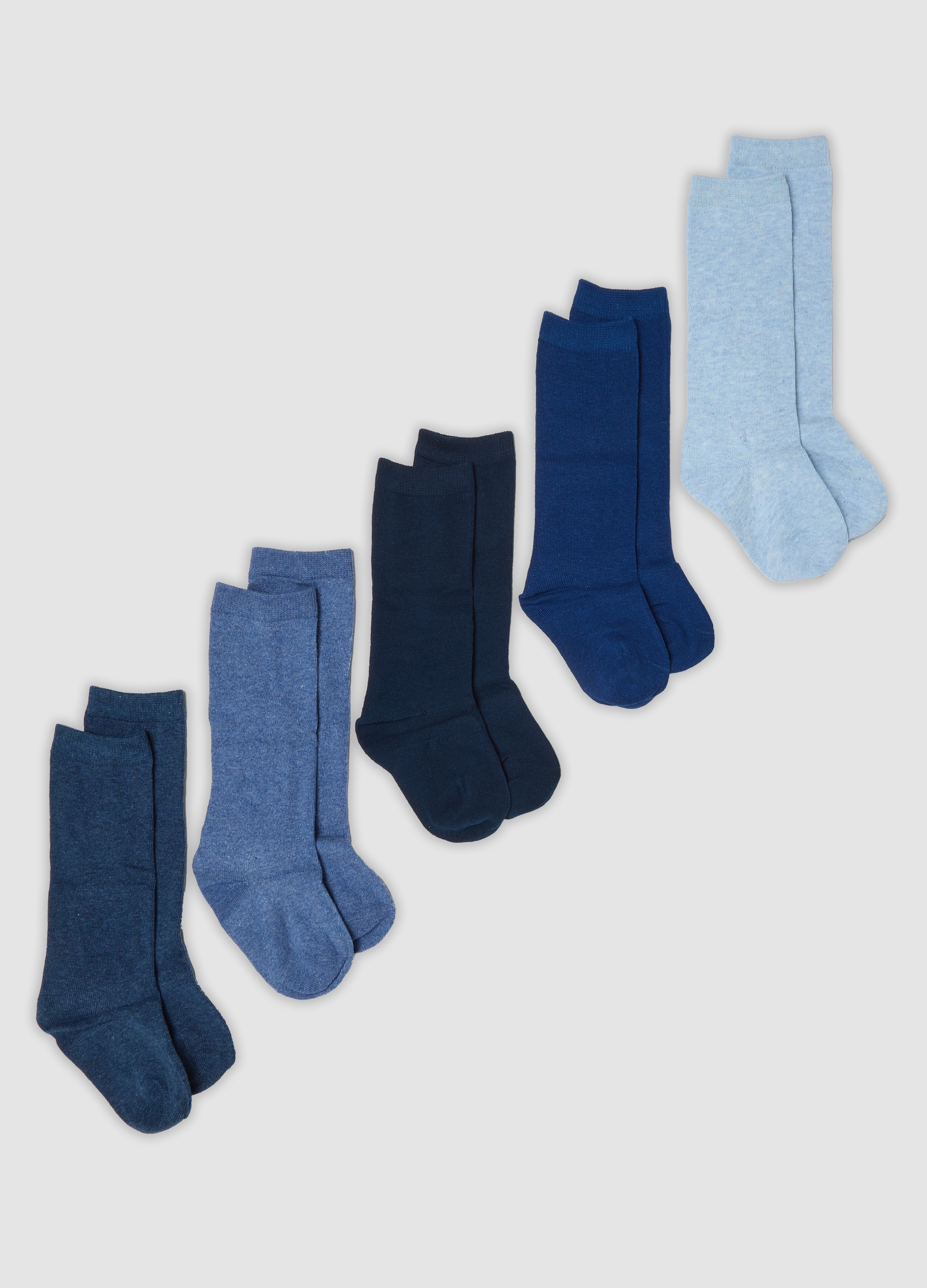 OVS KIDS, Multipack Di Cinque Calze Lunghe Blu In Cotone Organico Elasticizzato, Bambino, Multicolor, Taglia: 40/42