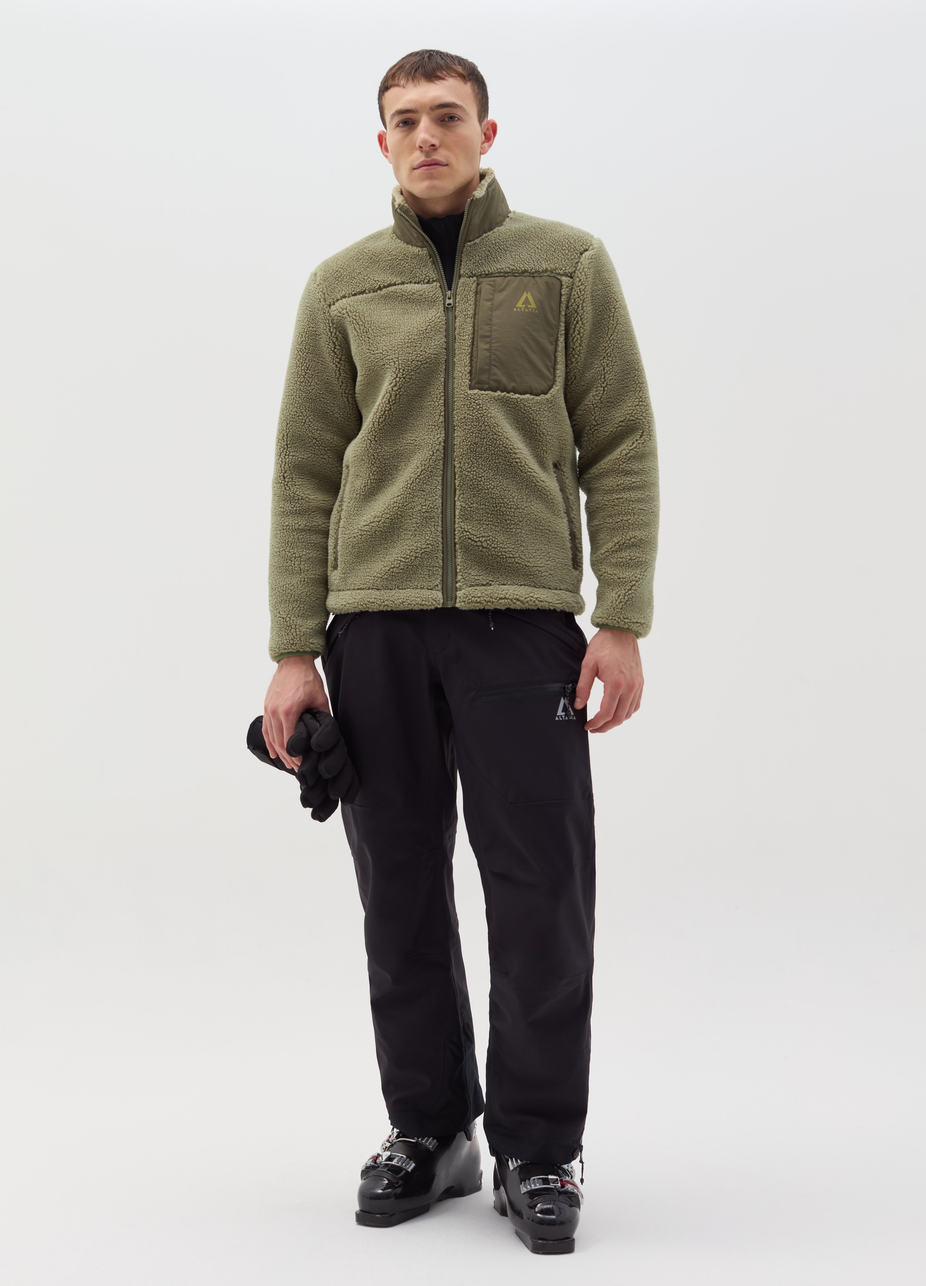 ALTAVIA, Chaqueta Sherpa Con Cremallera Altavia By Deborah Compagnoni, Hombre, Verde Pistacho, Talla: S