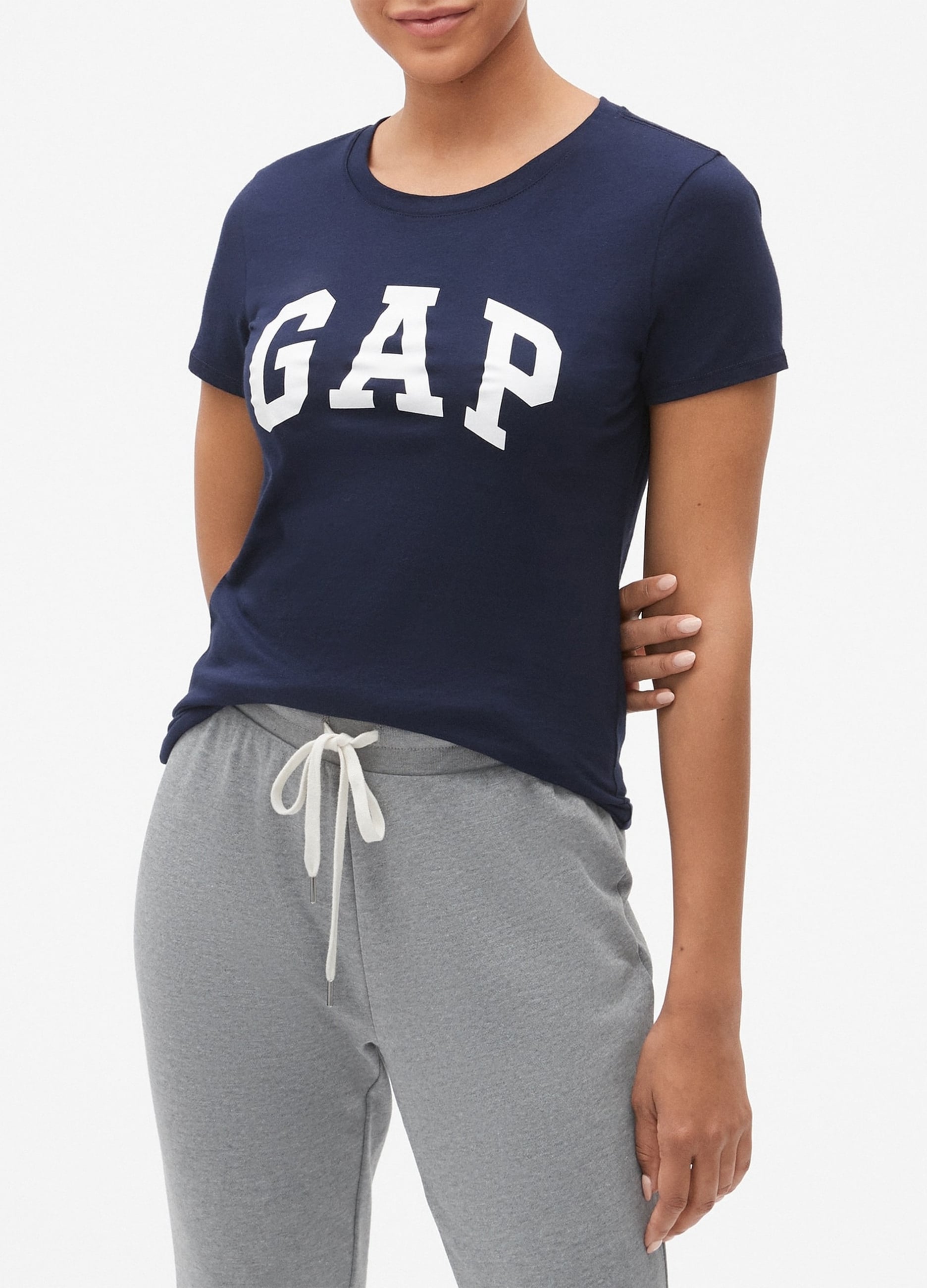 GAP, T-shirt Girocollo In Cotone Con Logo Gap, Donna, Blu, Taglia: S