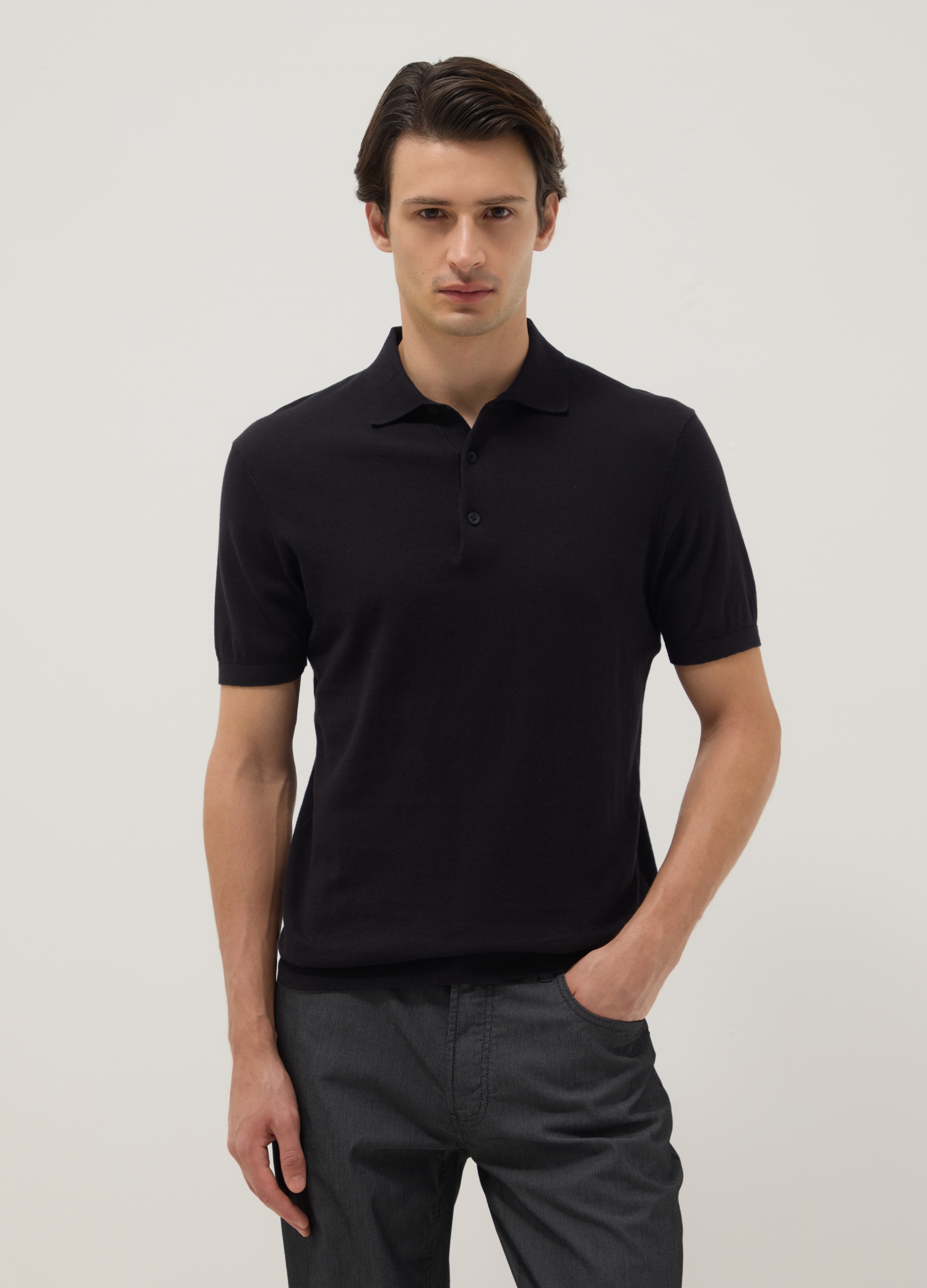 Polo De Algodón Negro Puro Ajuste Regular, Unisex, Gunmetal, Talla: XL