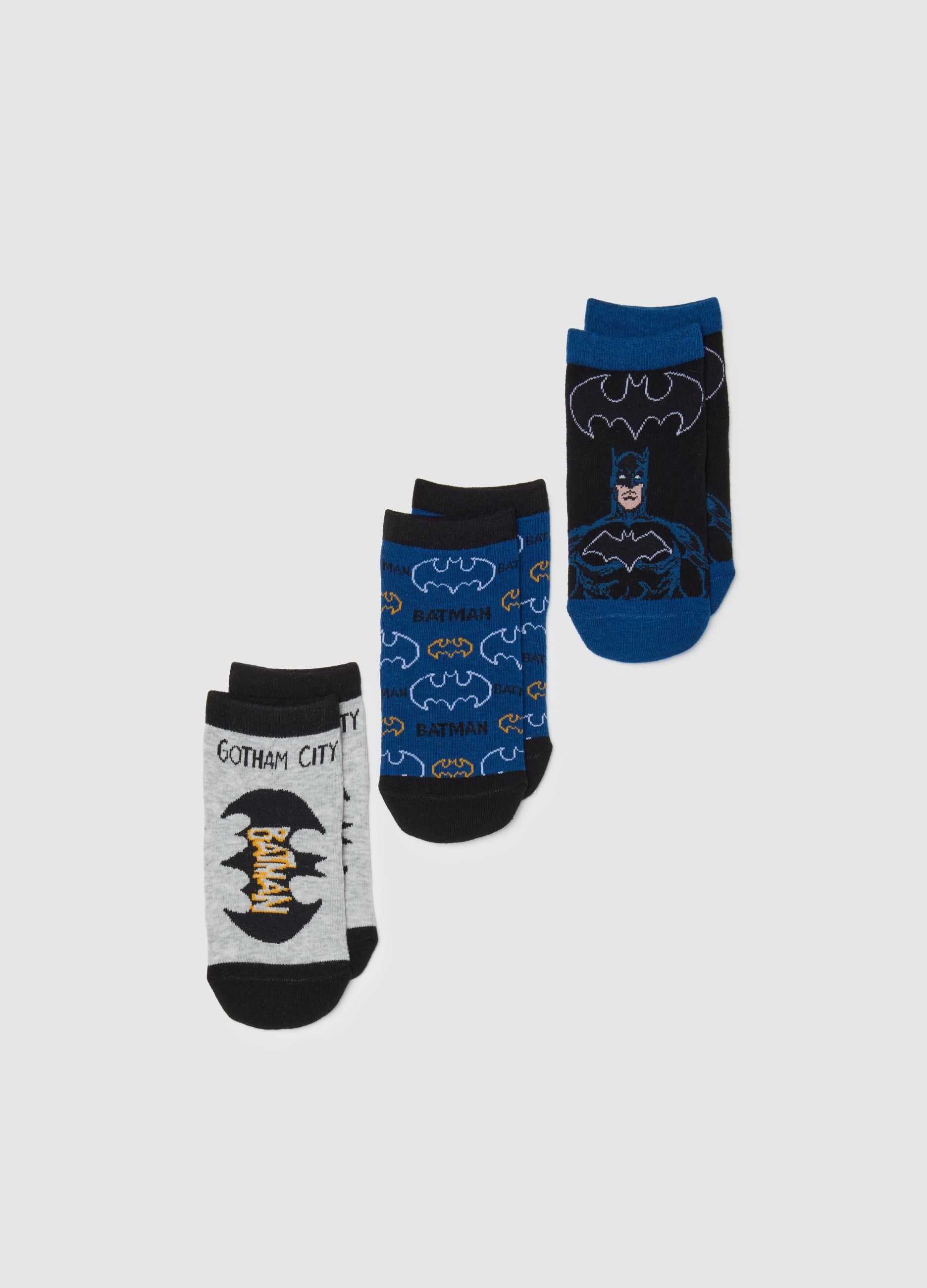 WARNER BROS, Tripack Di Calzini Da Ragazzo In Misto Cotone Multicolor Con Stampa Batman, Bambino, Multicolor, Taglia: 25/27