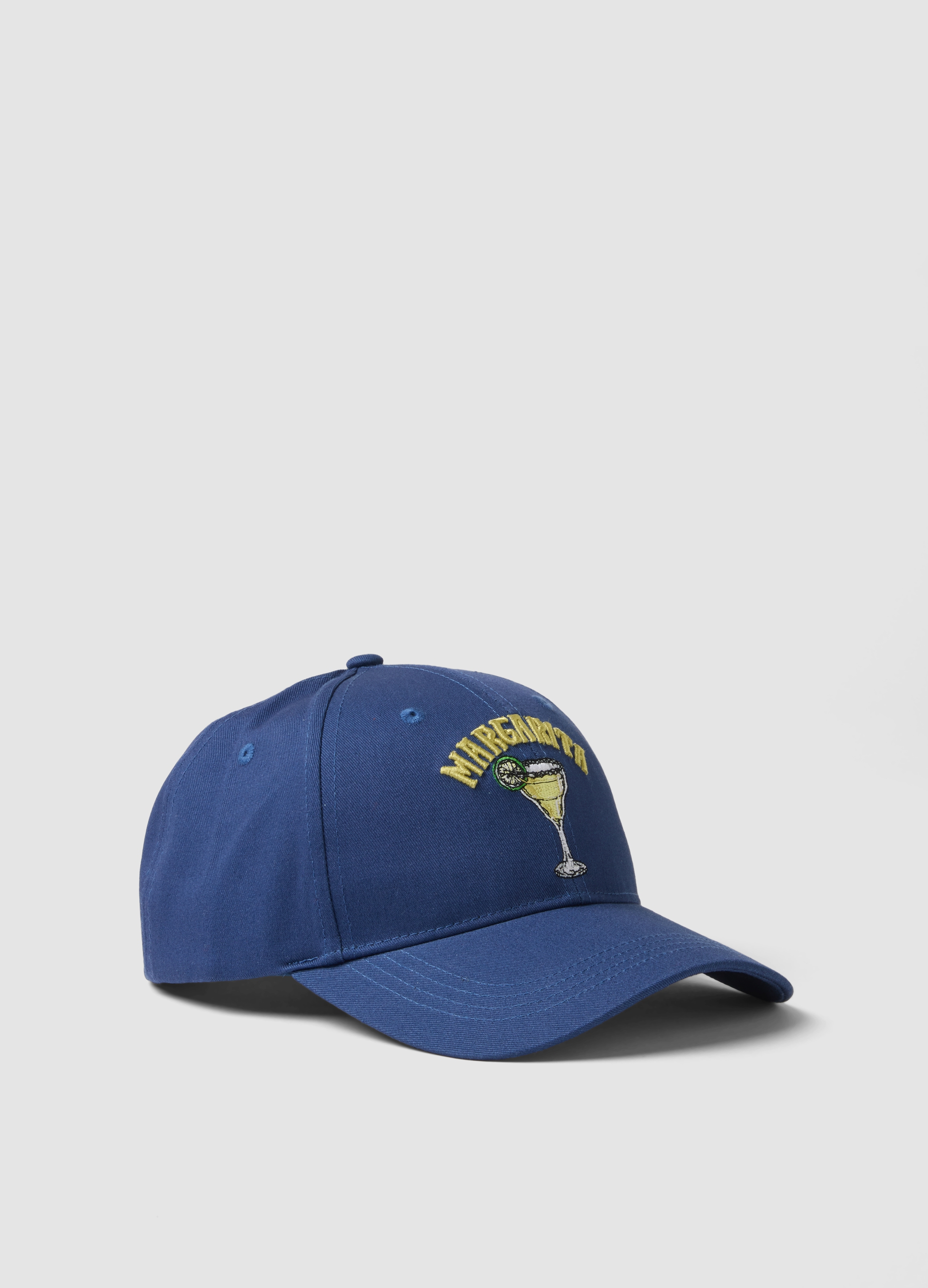 BERRETTI LICENZE, Cappello Da Baseball In Puro Cotone Blu Con Ricamo Margarita, Uomo, Blu, Taglia: FASUL