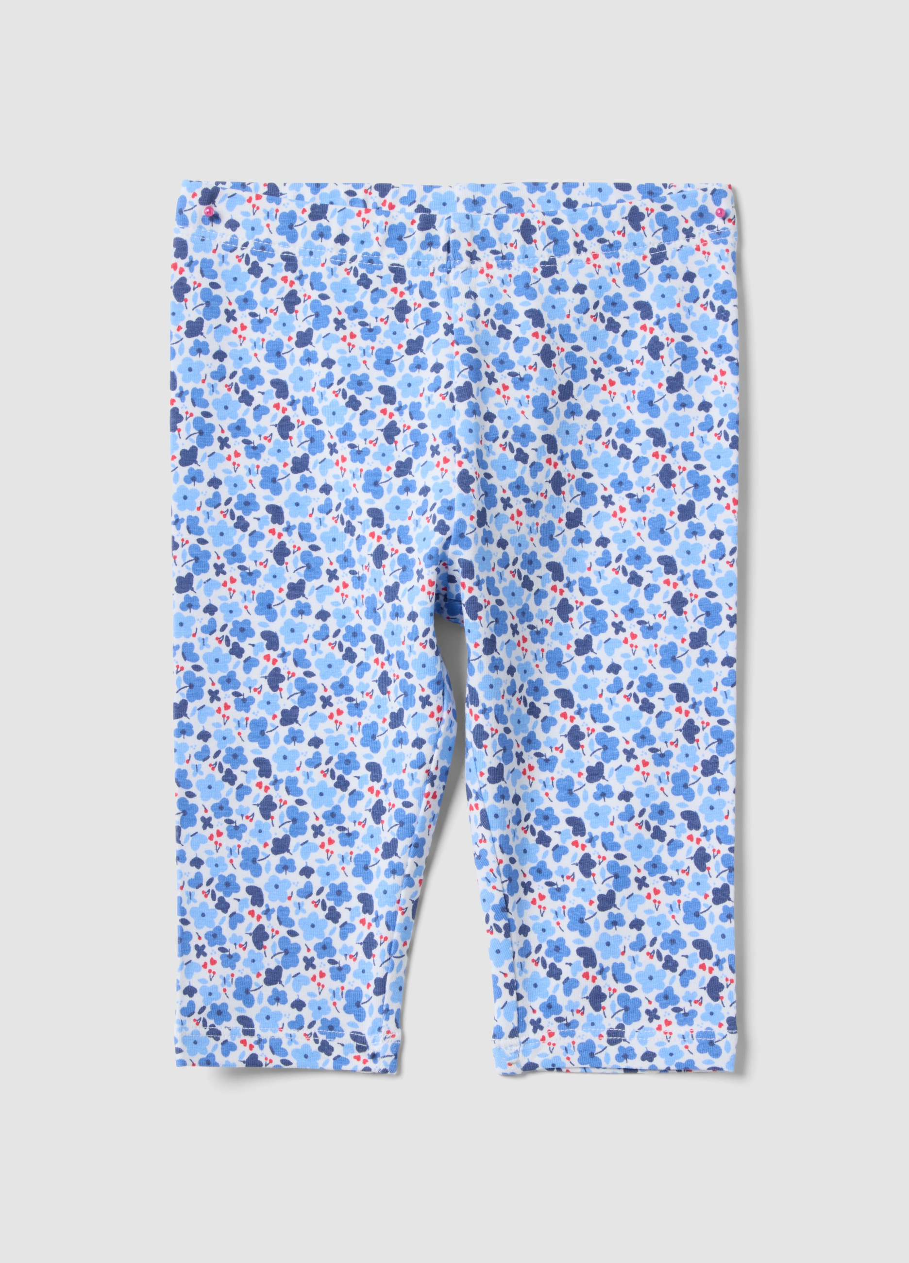 FAGOTTINO, Leggings Ajustados De Algodón Elástico Multicolor Para Niñas Con Flores, Niña, Azul/Blanco, Talla: 30-36