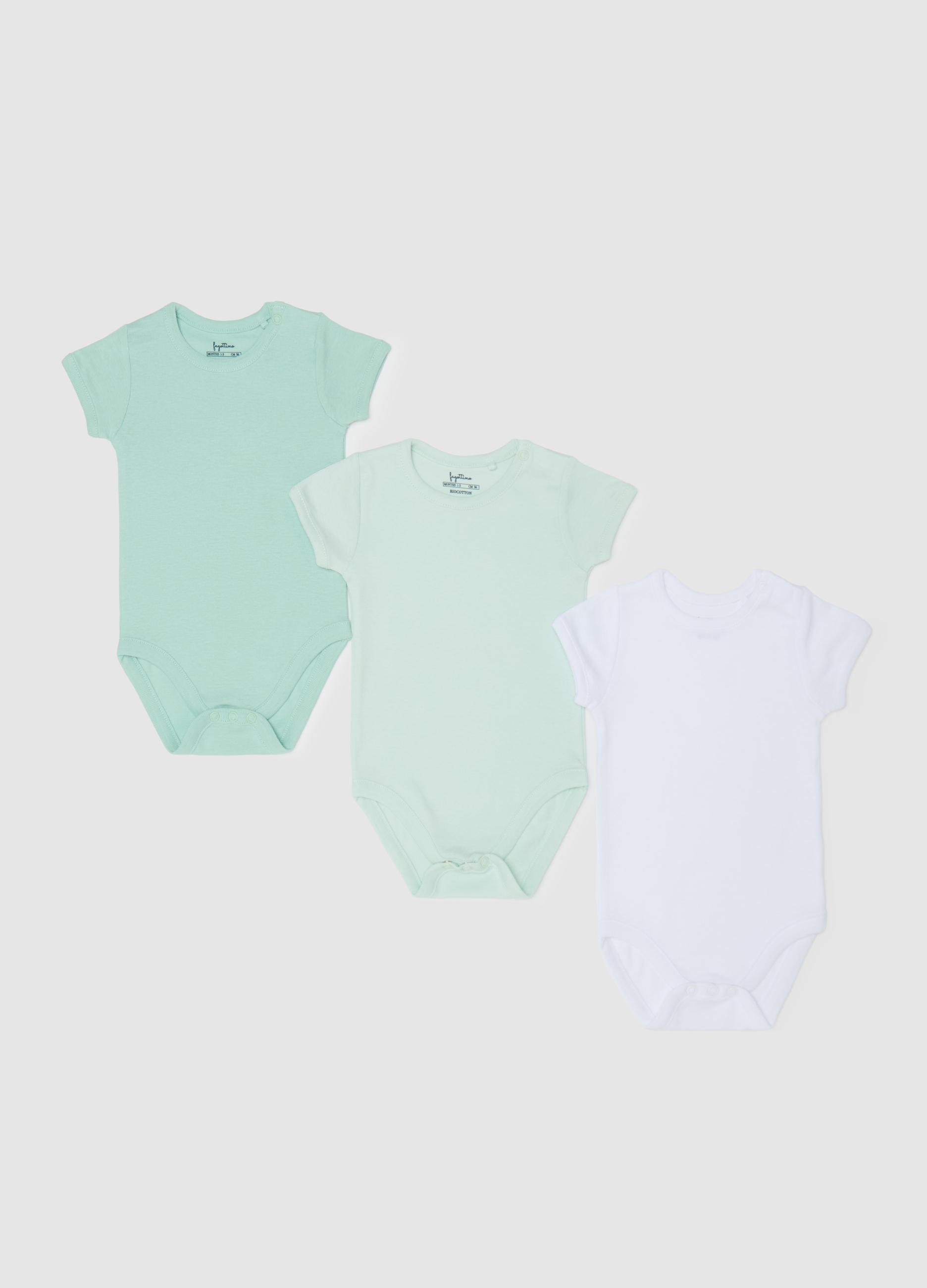 FAGOTTINO, Tripack Body A Maniche Corte In Cotone Bio, Unisex, Multicolor, Taglia: 1-3