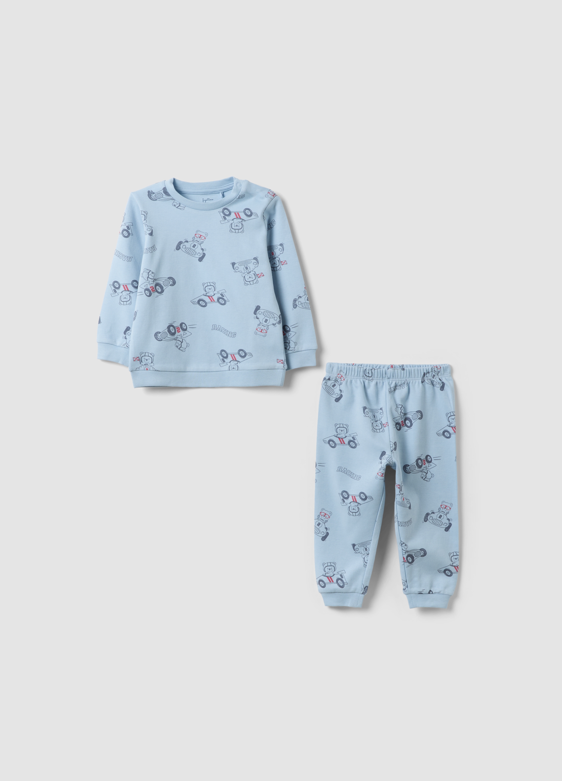 FAGOTTINO, Pigiama Azzurro In Puro Cotone Organico Con Stampa Per Neonato E Bimbo, Bambino, Azzurro, Taglia: 18-24
