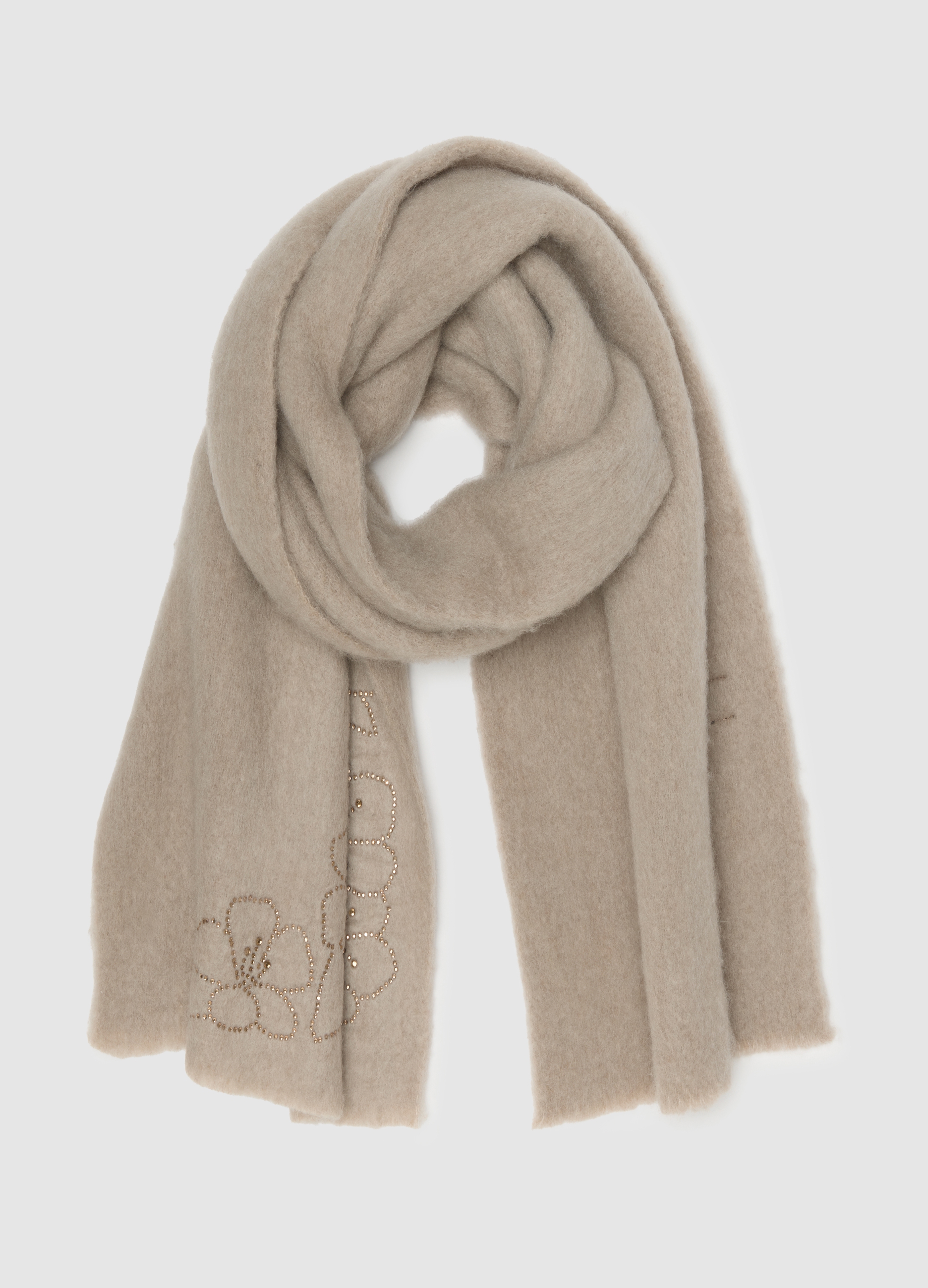 LES COPAINS, Sciarpa Beige Con Stampa, Donna, Beige, Taglia: ONE SIZE