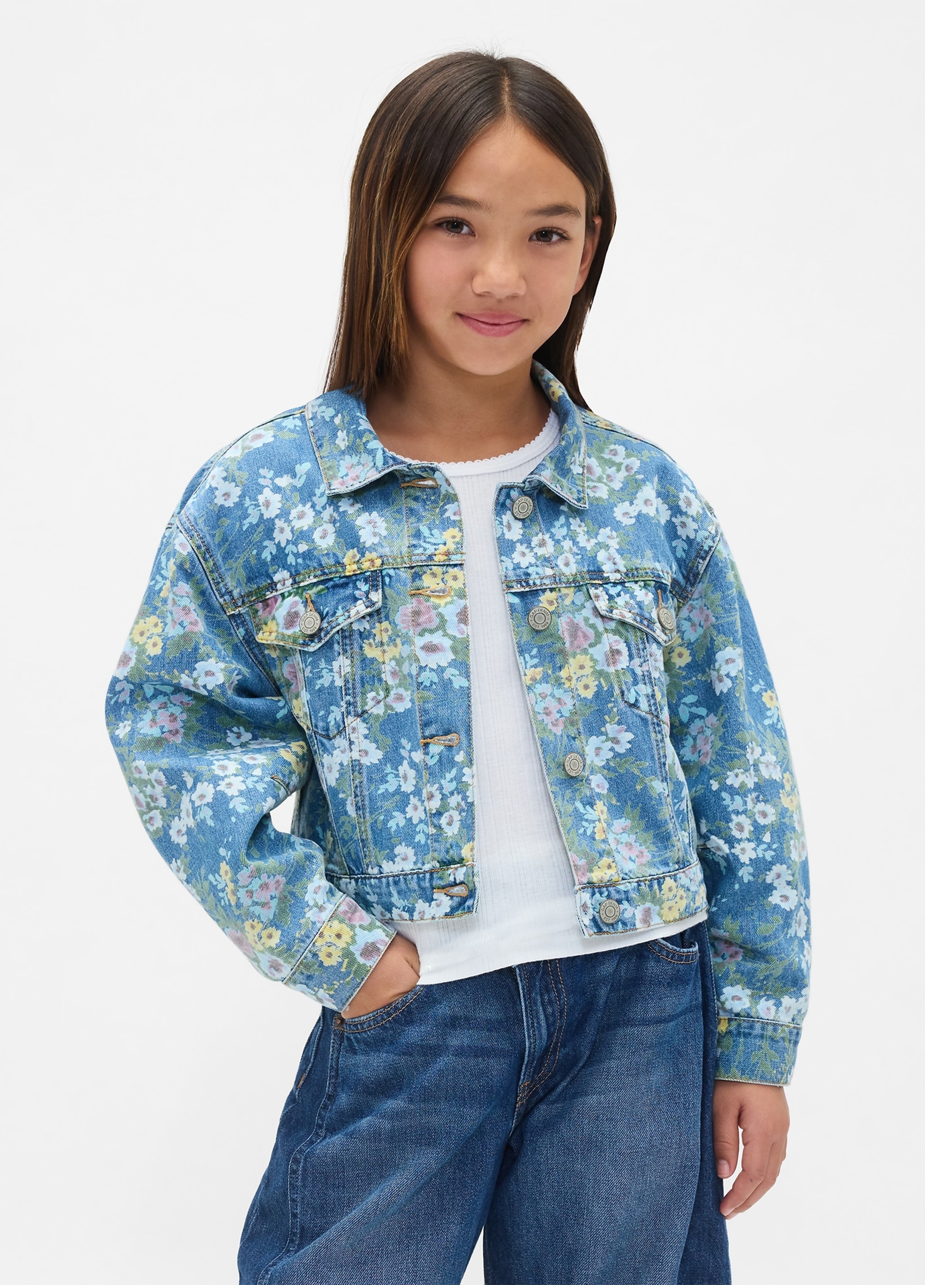 GAP KIDS, Giacca Denim Con Fiori, Bambina, Denim, Taglia: M