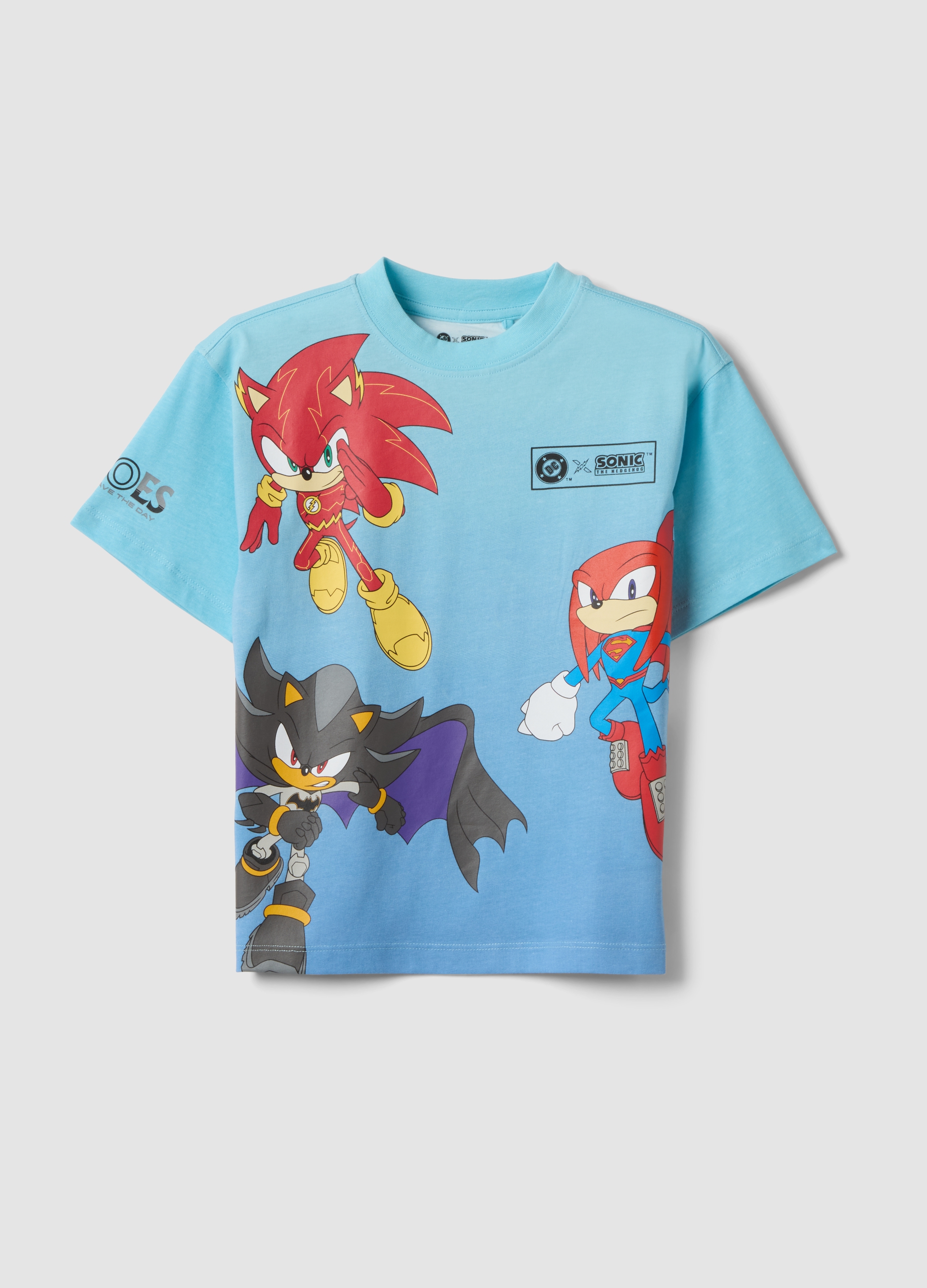 WARNER BROS, Camiseta Azul De Algodón Puro Con Estampado De Sonic Para Niño, Niño, Azul Claro, Talla: 8-9