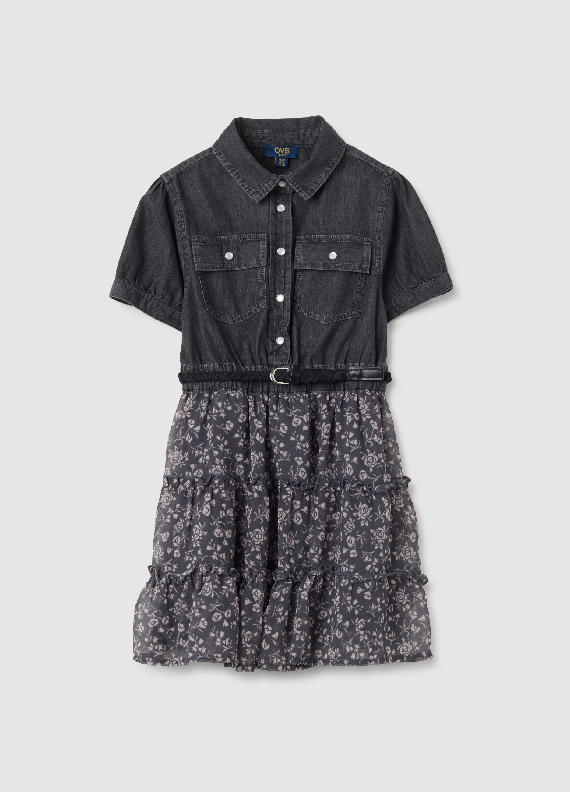 OVS, Abito Da Bambina In Puro Cotone Multicolor Regular Fit, Multicolor, Taglia: 4-5