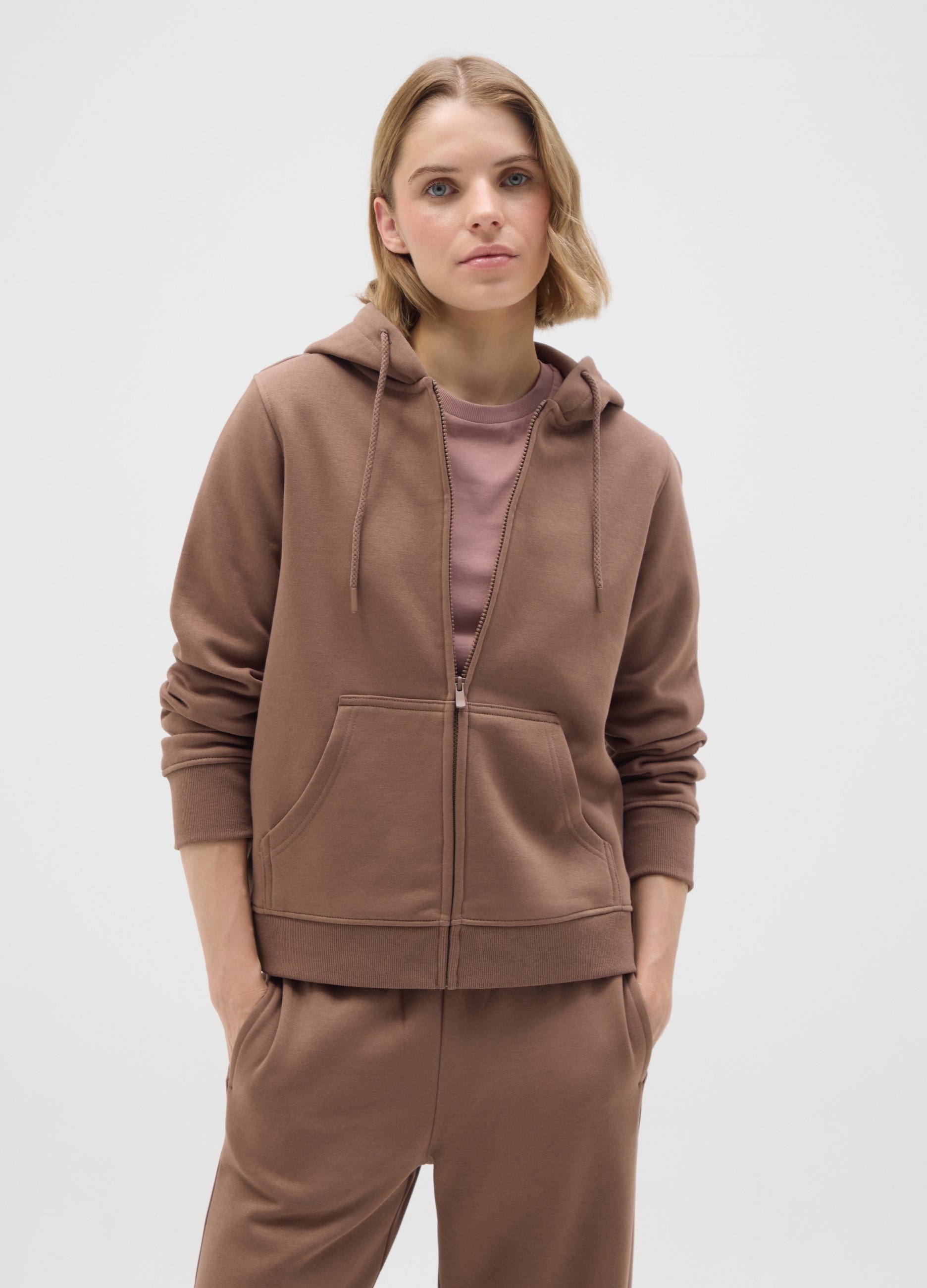 OVS, Braunes Sweatshirt Mit Regulärer Passform Aus Baumwollmischung, Frau, Hellbraun, Größe: 34