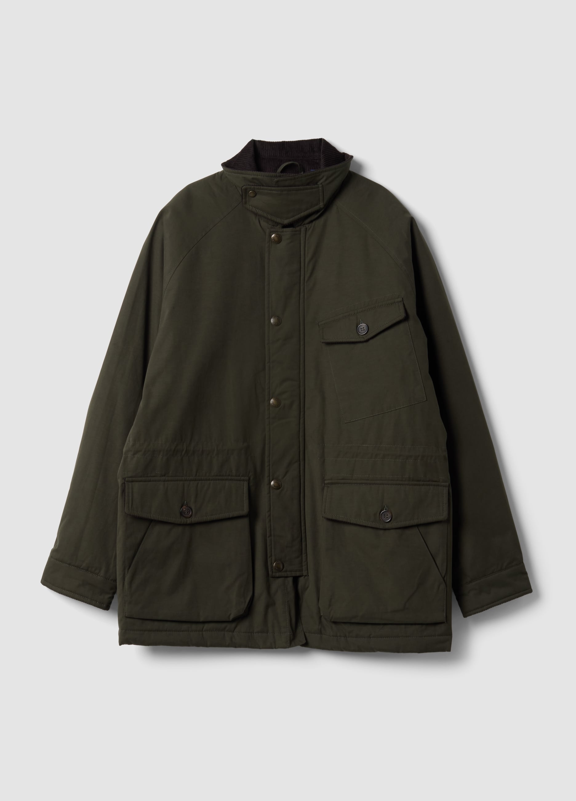 PIOMBO, Giaccone Verde Regular Fit Con Zip E Collo A Coste, Uomo, Nero, Taglia: L