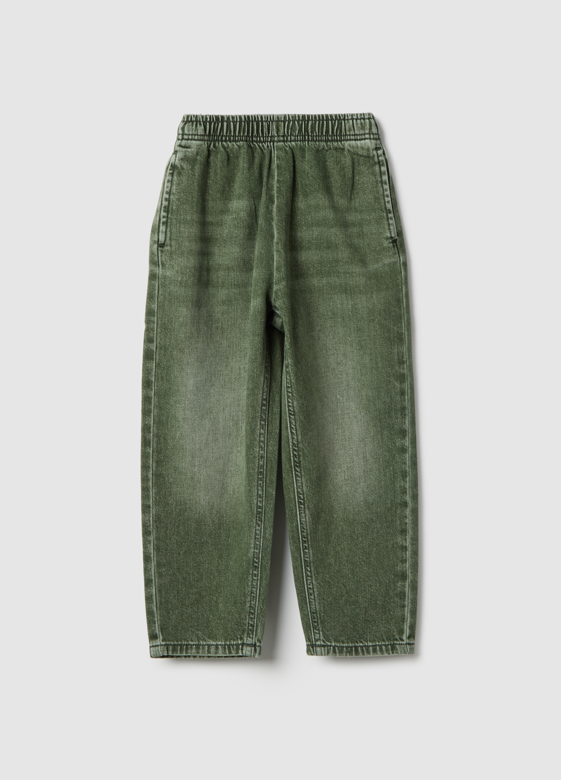 OVS KIDS, Pantaloni Baggy In Puro Cotone Verde Da Bambino, Verde, Taglia: 7-8