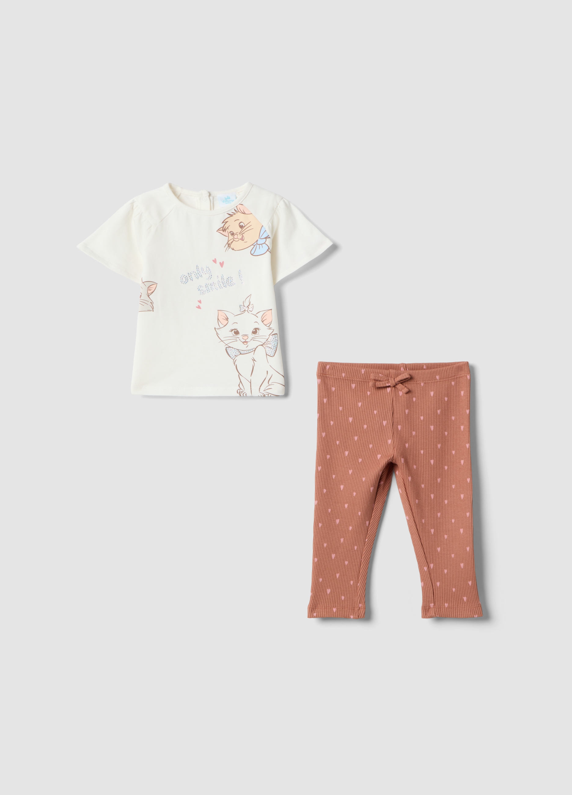 FAGOTTINO, Completo Bianco E Marrone Per Bambina In Cotone Elasticizzato, Niña, Blanco/rojo, Talla: 18-24