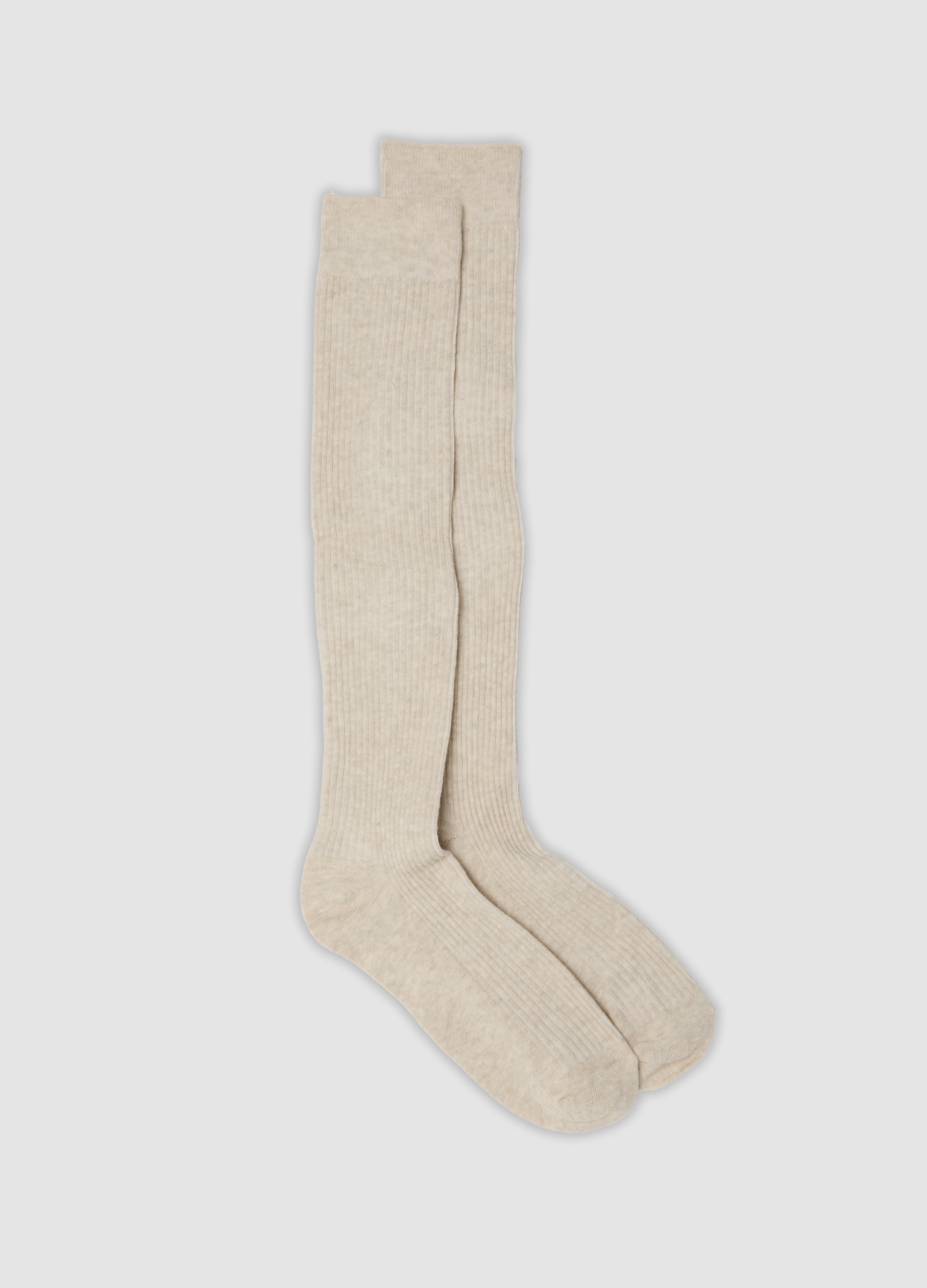 OVS , Calze Lunghe Beige In Misto Cotone Organico A Costine, Donna, Beige, Taglia: 39-41