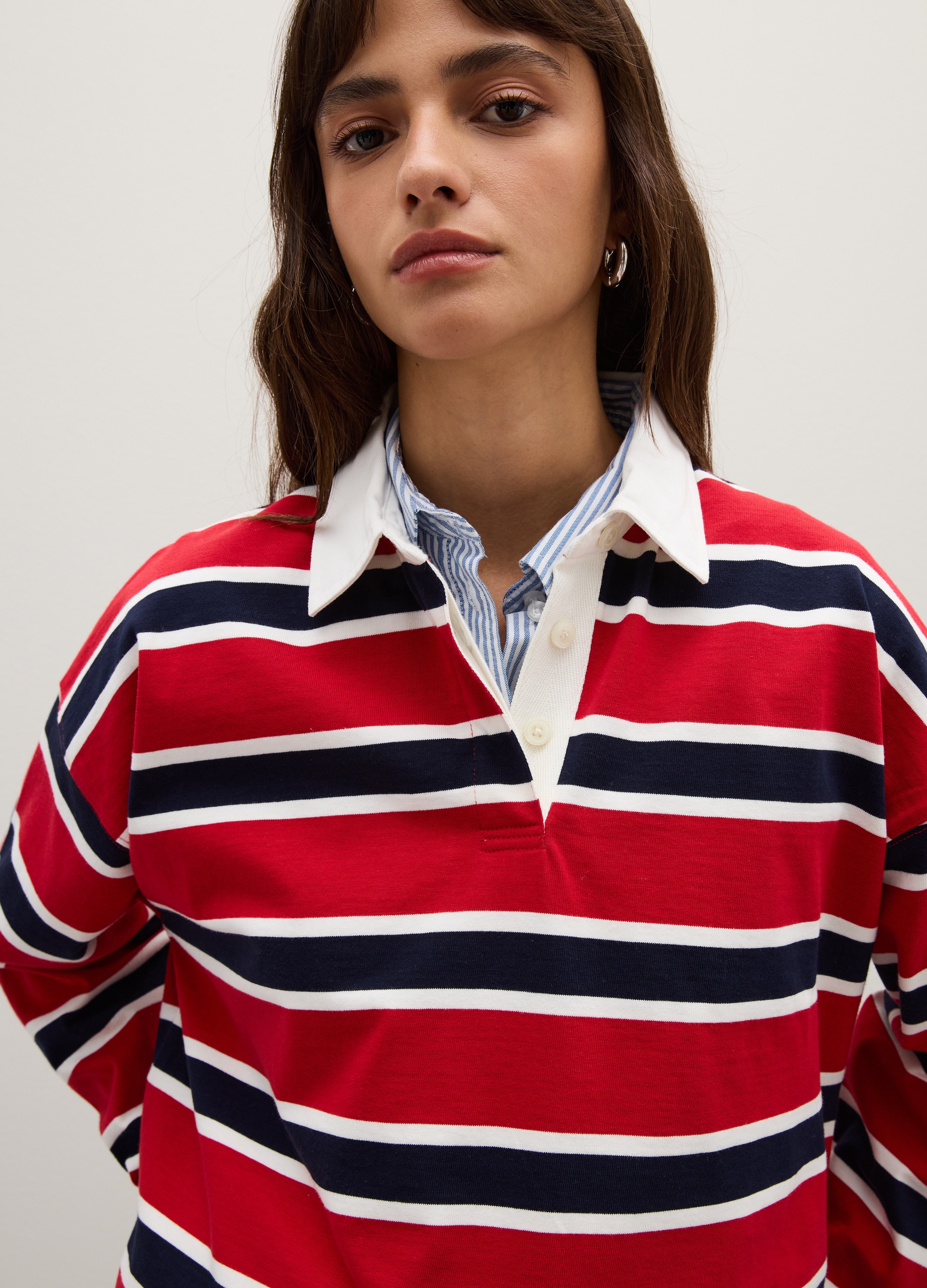 PIOMBO, Polo In Puro Cotone Multicolor A Righe Regular Fit, Donna, Multicolor, Taglia: L