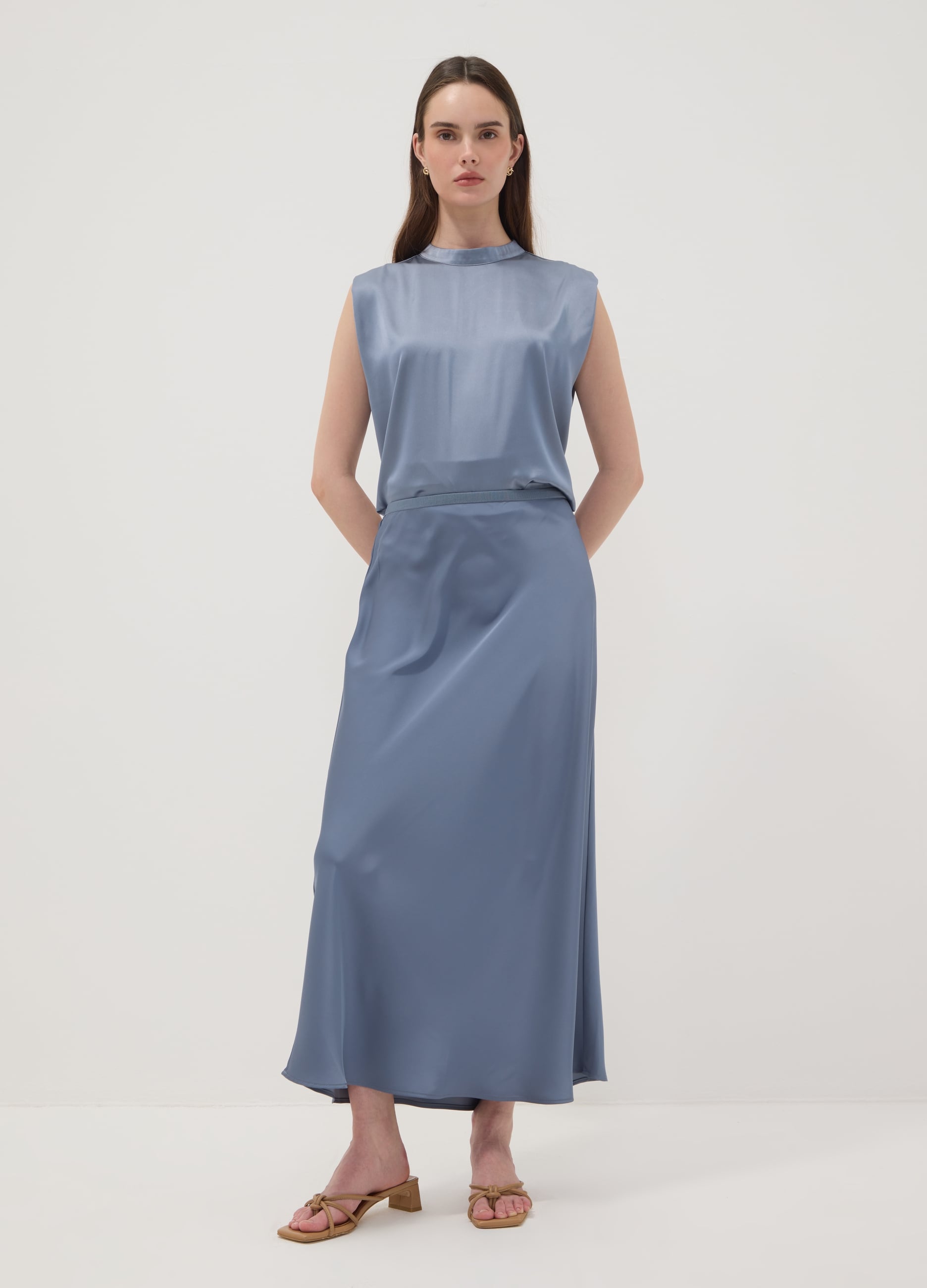 OVS, Gonna Grigia Lunga Satinata, Donna, Grigio, Taglia: XS