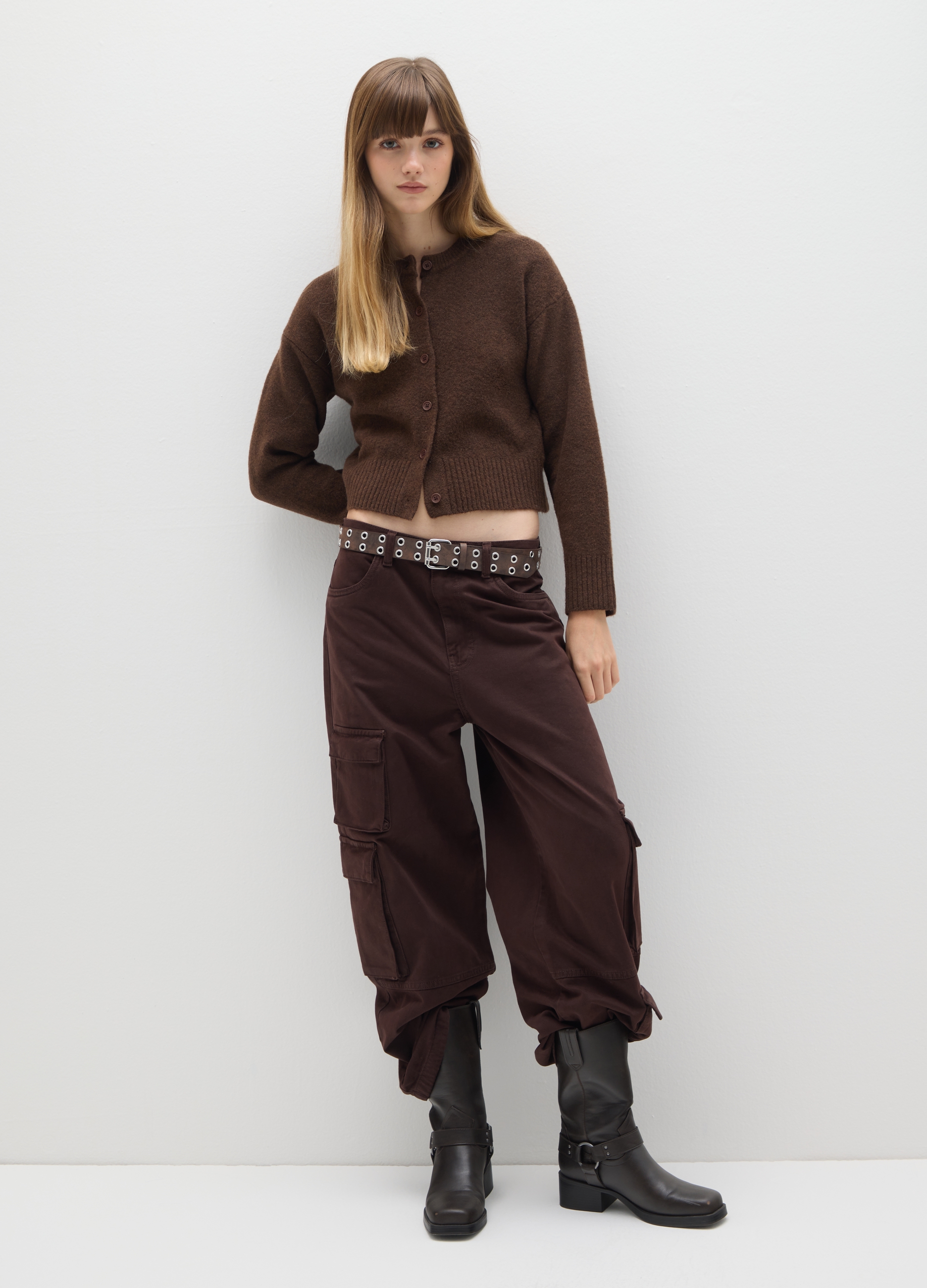 B.ANGEL, Cardigan Marrone In Misto Fibre, Donna, Marrone, Taglia: M