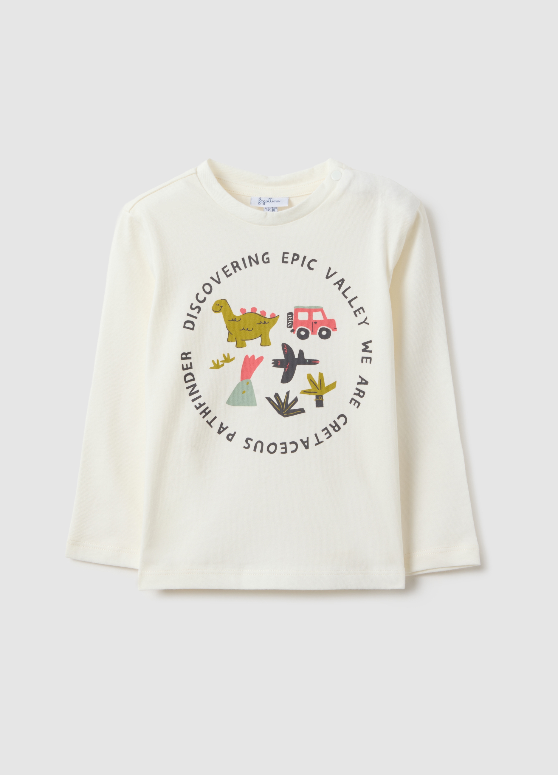 FAGOTTINO, Camiseta Blanca De Puro Algodón Corte Regular Con Estampados Para Niño, Niño, Blanco, Talla: 30-36