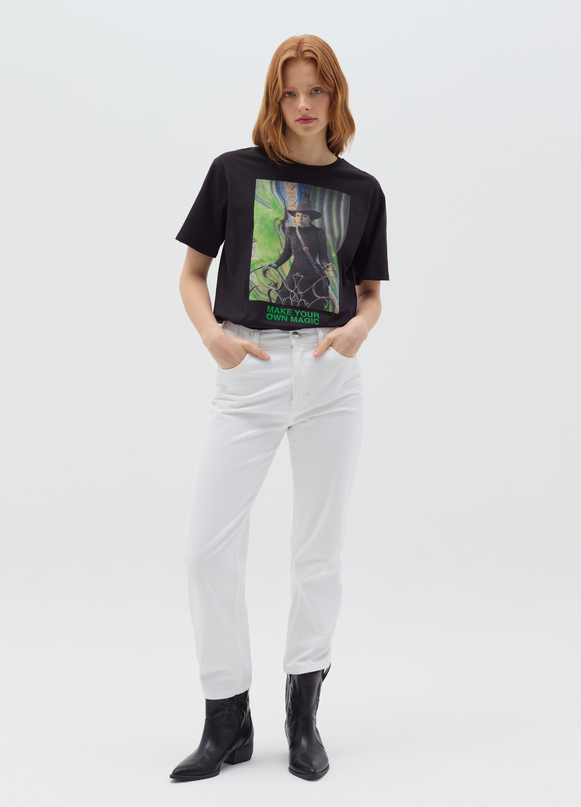 OVS, T-shirt Relaxed Fit Con Stampa Wicked, Donna, Nero, Taglia: XS