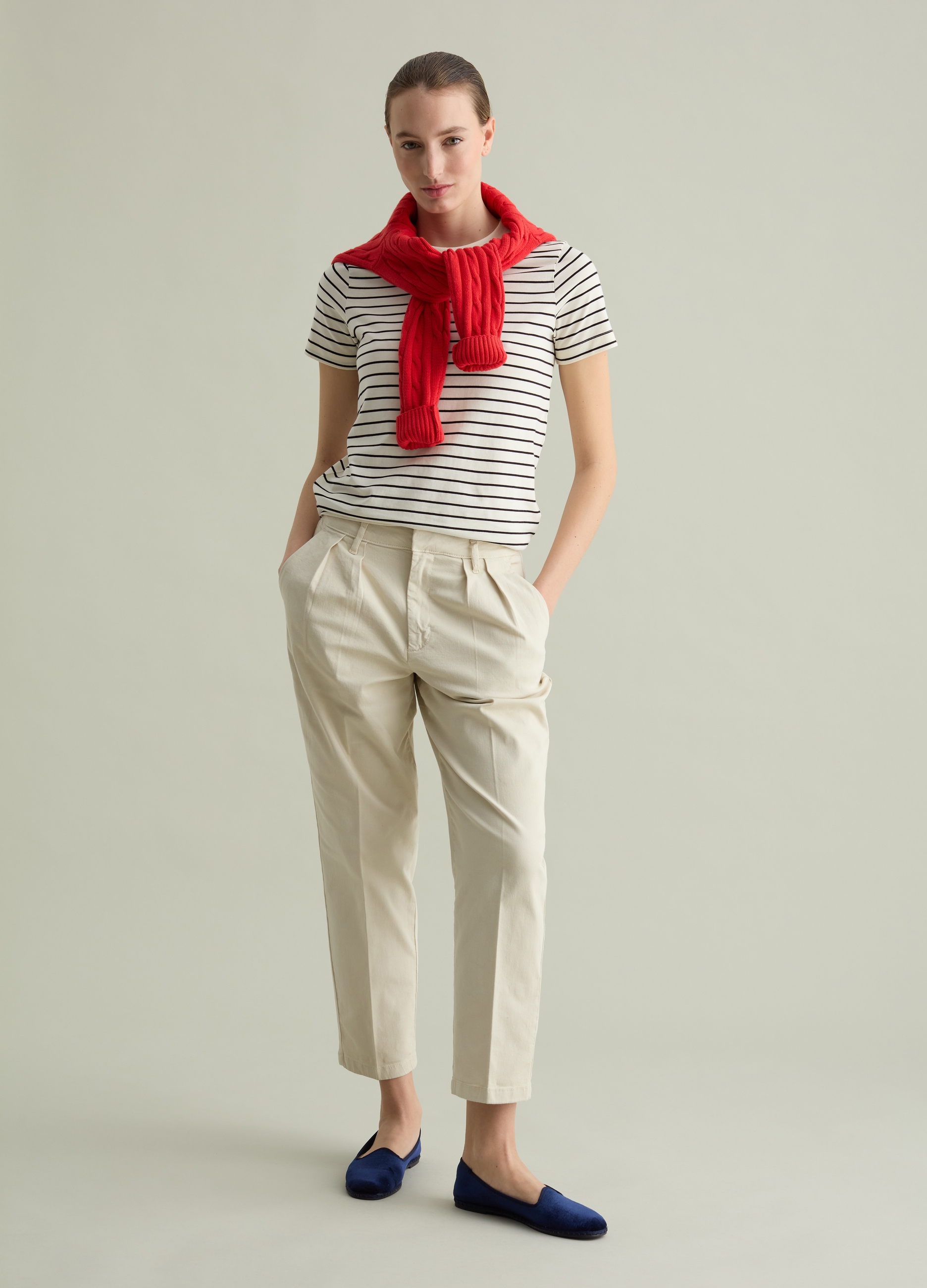 PIOMBO, T-shirt In Cotone Supima A Righe, Donna, Multicolor, Taglia: XS