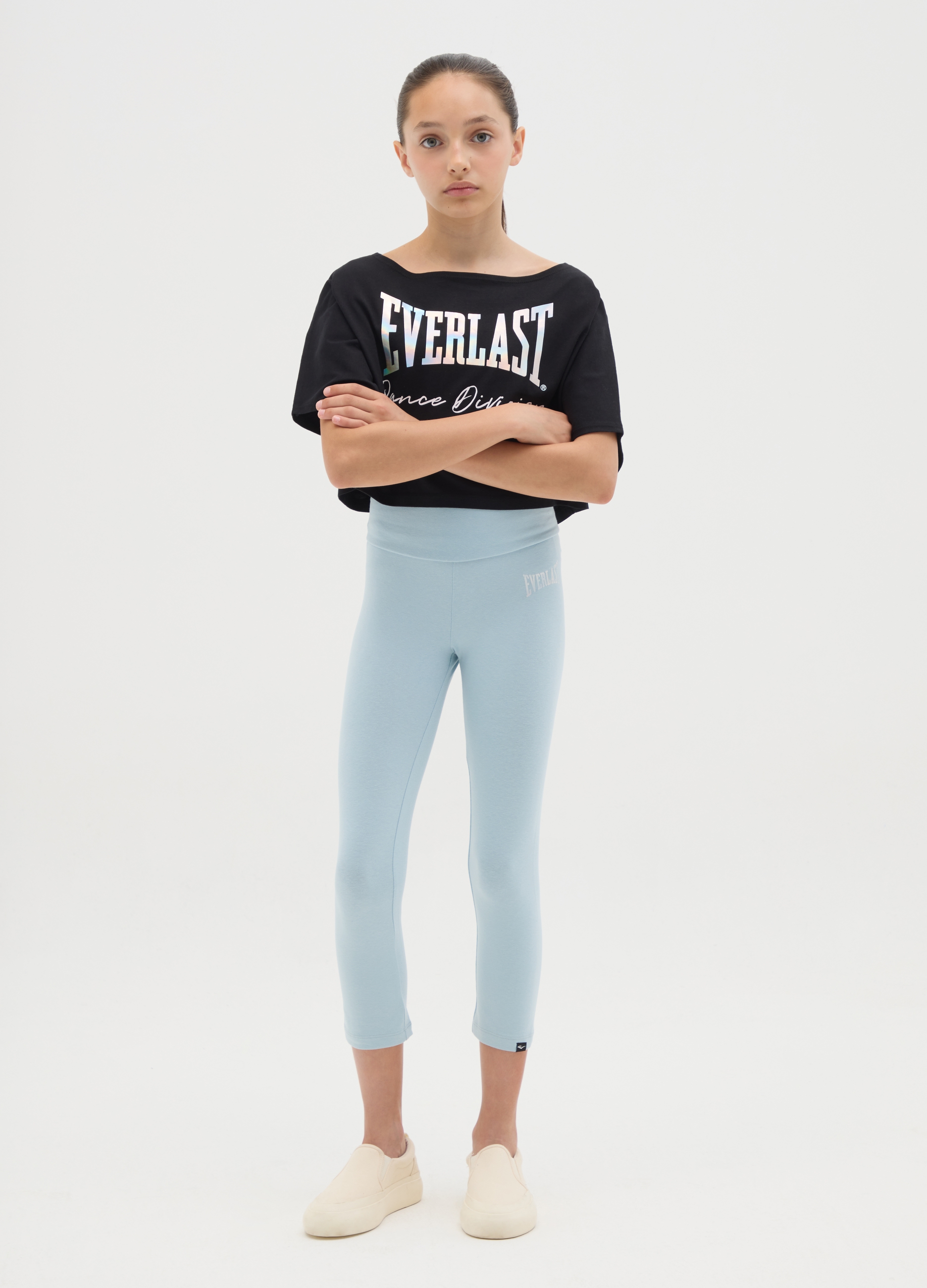 EVERLAST, Leggings Da Ragazze In Cotone Elasticizzato Azzurri Skinny, Bambina, Azzurro, Taglia: 13-14